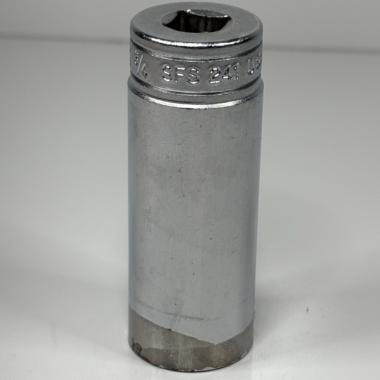 Snap On Tools SFS241 3/8 Dr 6Pt SAE 3/4 Flank Dr Deep Chrome Socket USA VTG