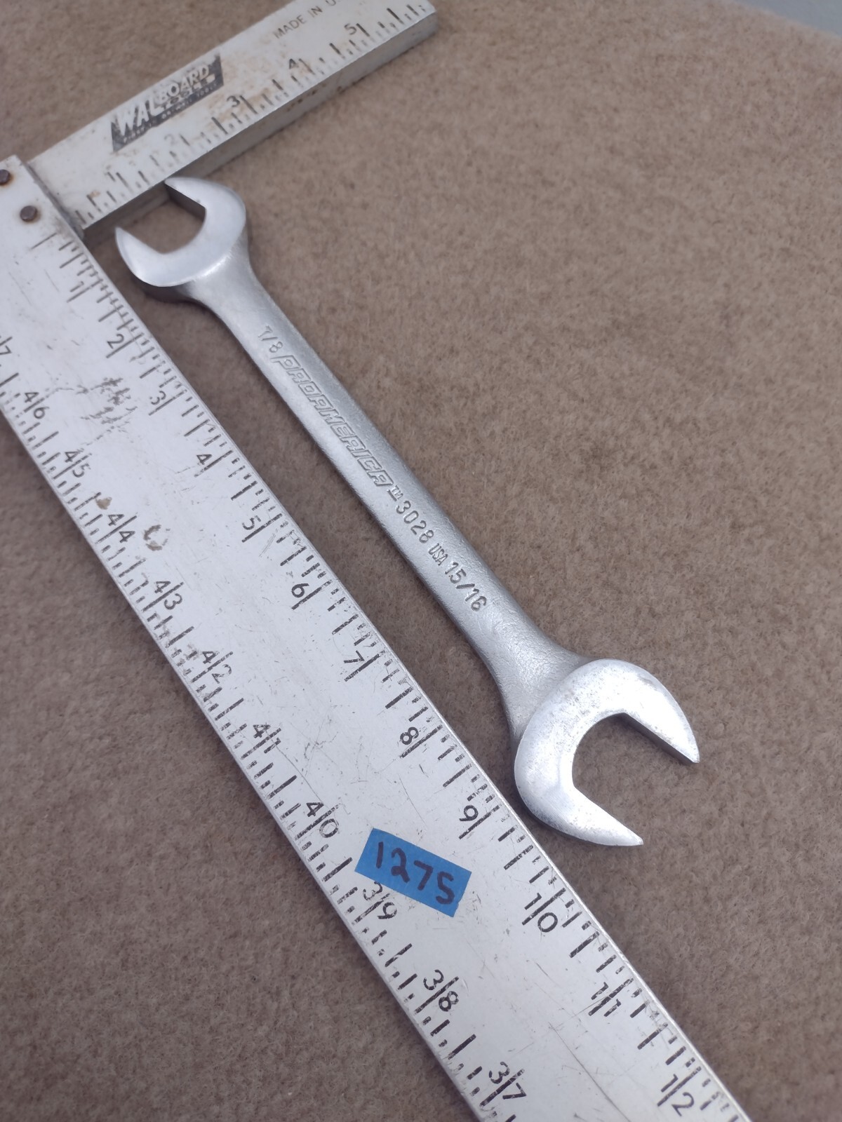 Vintage USA ProAmerica 7/8″ x 15/16″ Double Open End Wrench Chrome SAE Standard