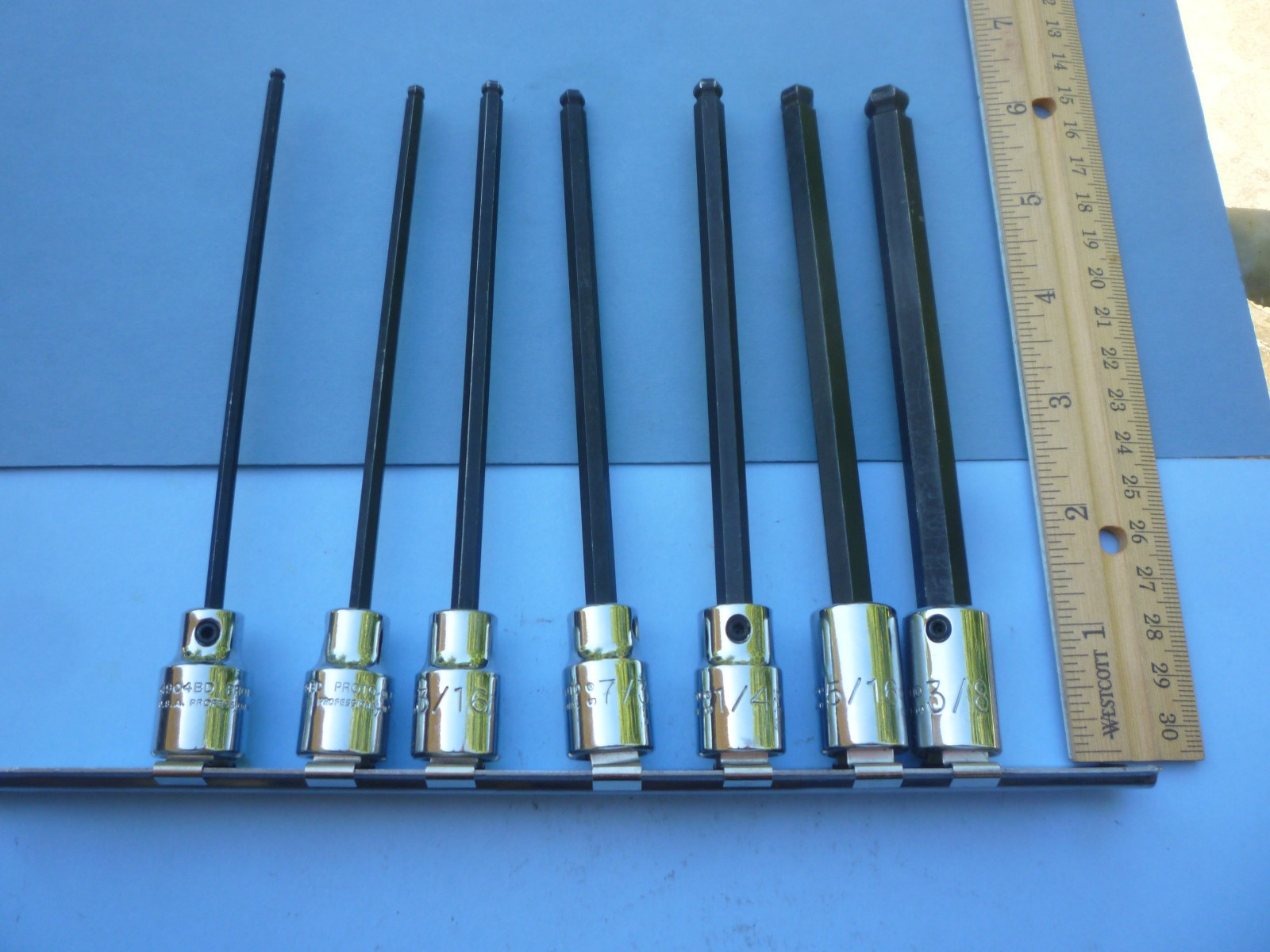 Proto 3/8″ Drive 7 Piece Style Extra Long Hex Bit Set 1/8″ To 3/8″