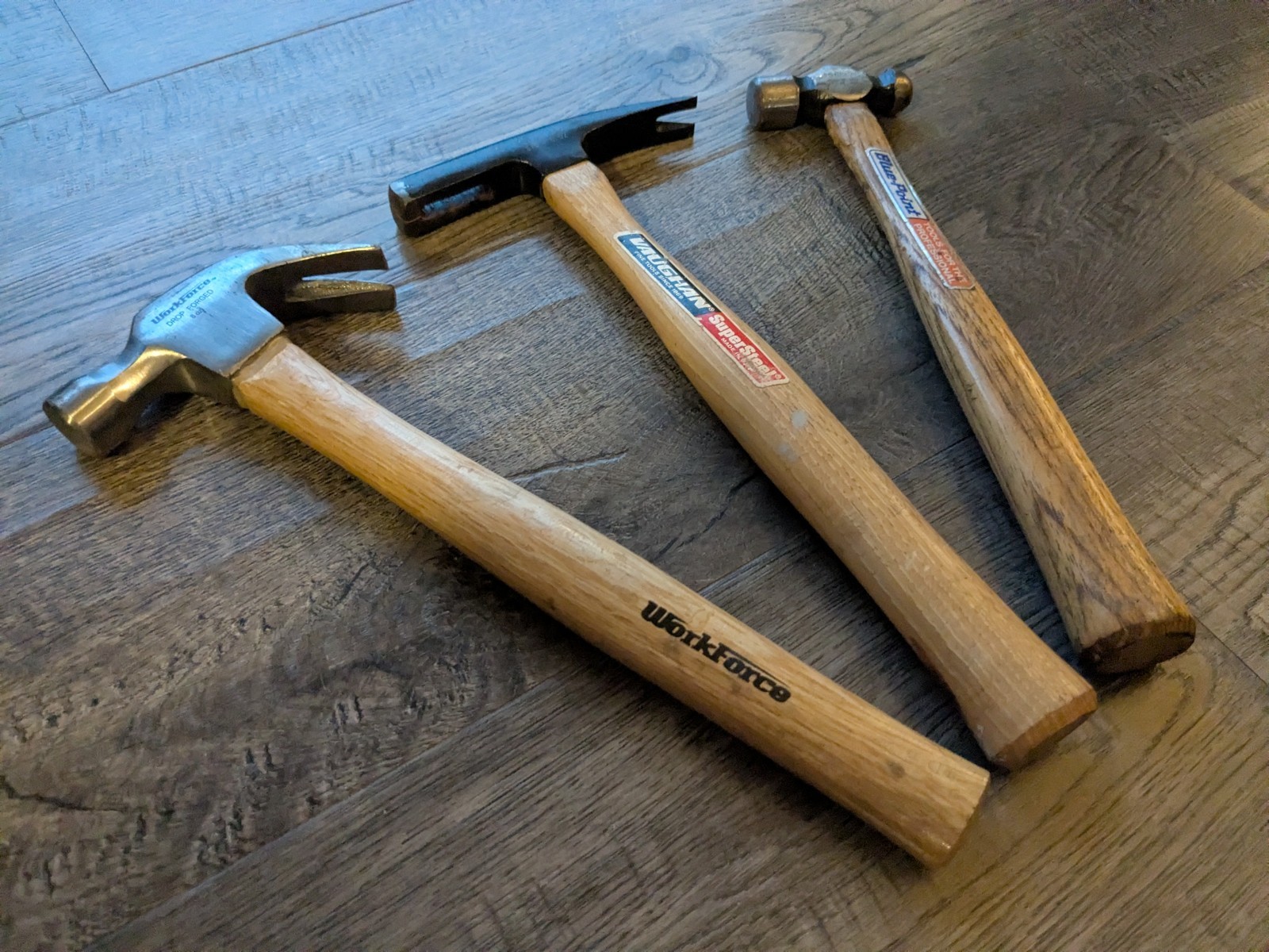 Lot of 3 Hammers 11″ BLUE-POINT Ball Peen, WORKFORCE Claw & VAUGHAN Magnetic