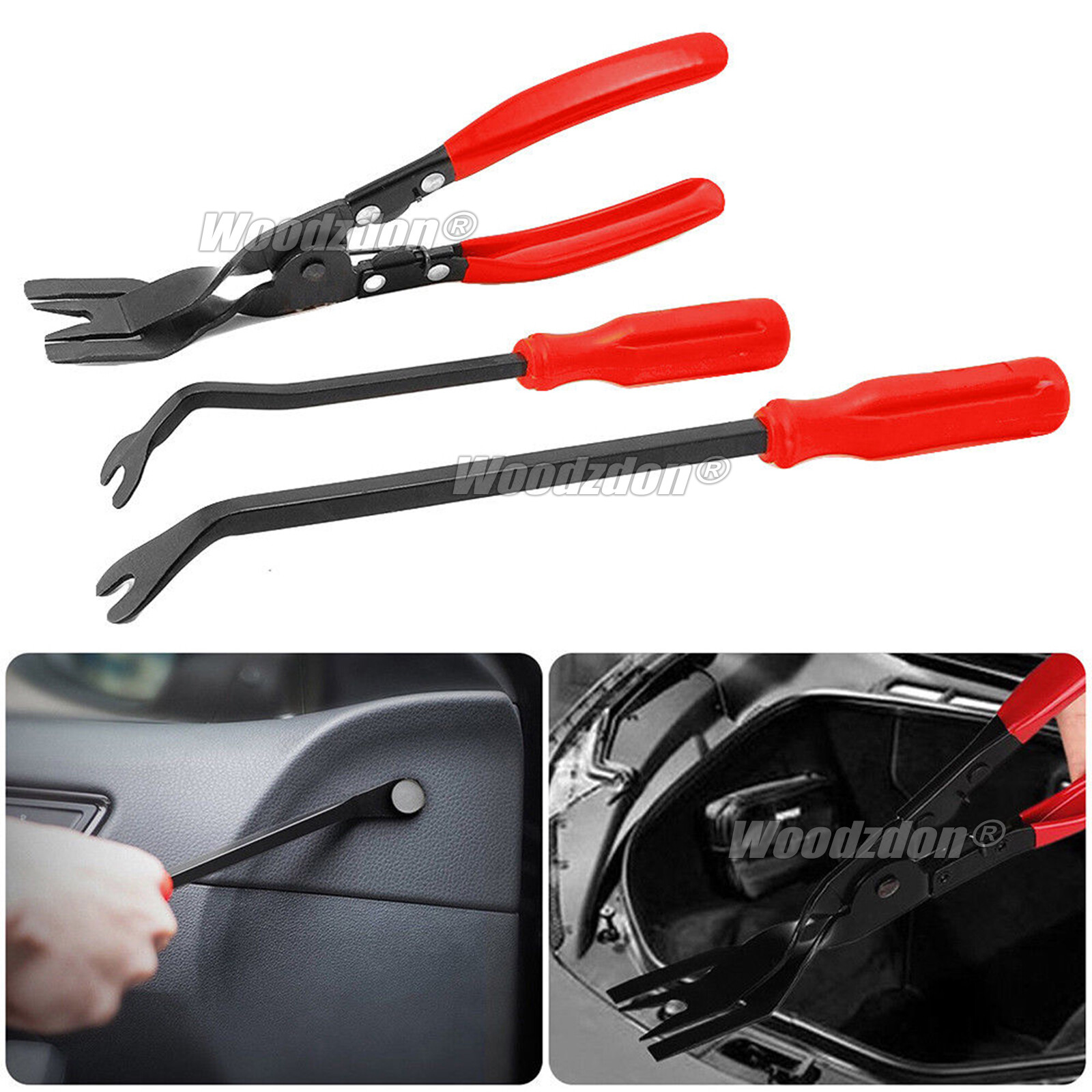 3pcs Car Door Panel Clip Pliers Trim Removal Fastener Puller Repair Pry Tool Kit