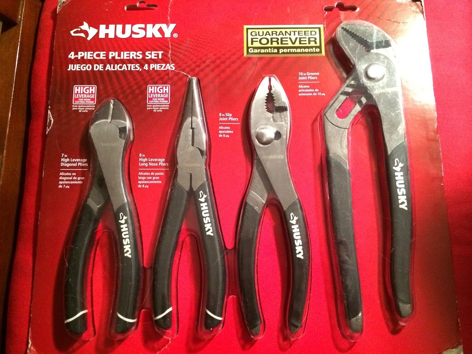 Husky 861461 4 Piece High Leverage Multi-Use Pliers Set with Diagonal, Long…