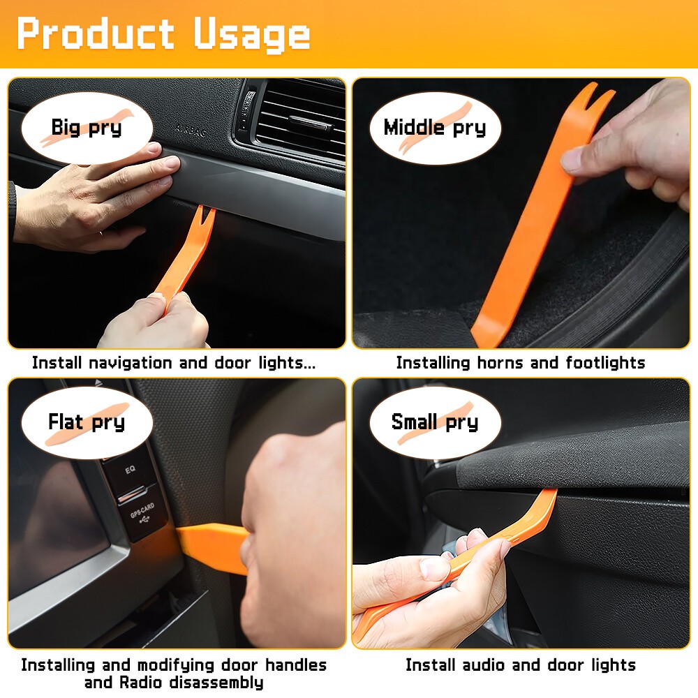 4PCS Plastic Pry Removal Fastener Clip Pliers Auto Safe Interior Dashboard Tools