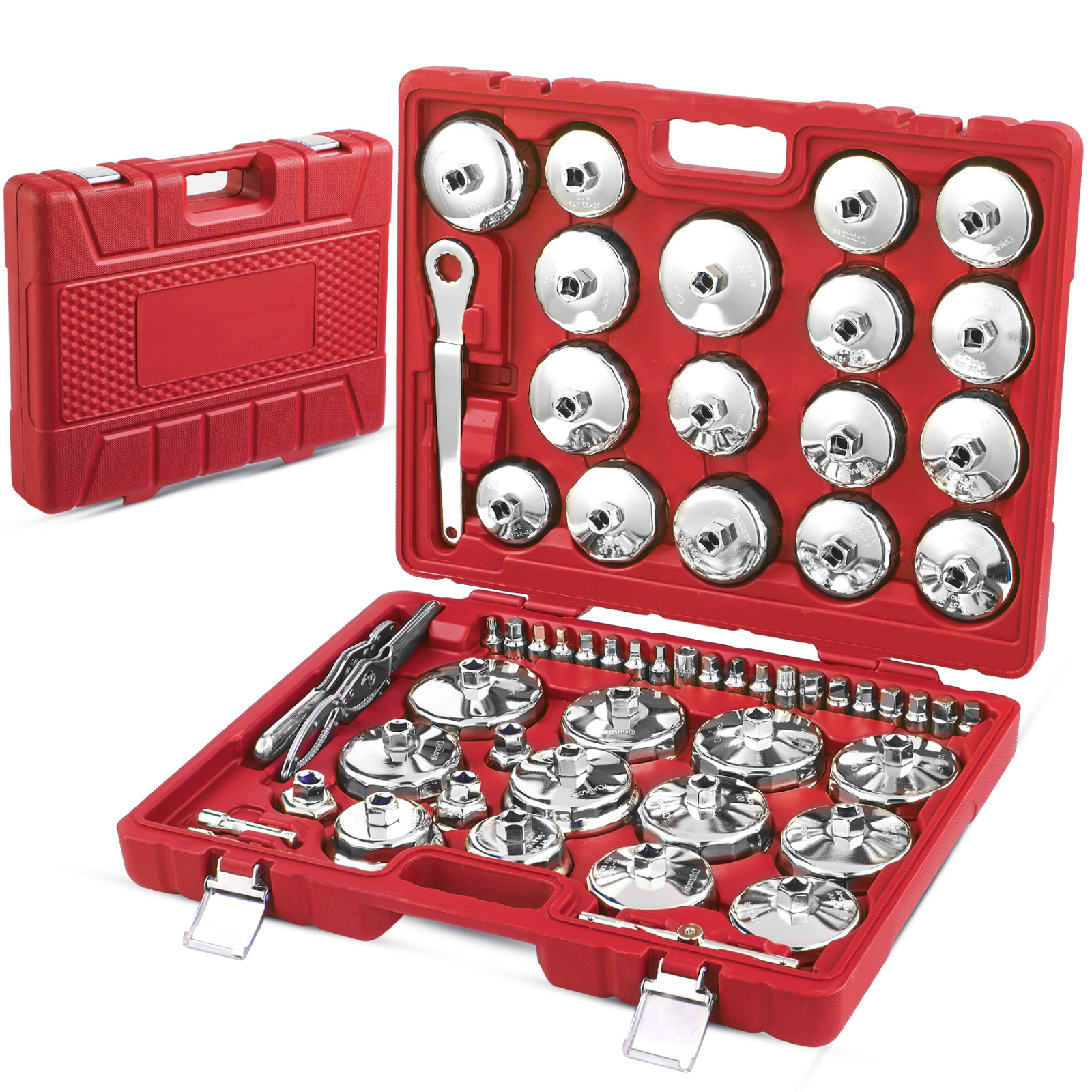 58X 1/2″ Dr Oil Filter Socket Cup Type Set & Adjustable Cap Wrench Removal Tool