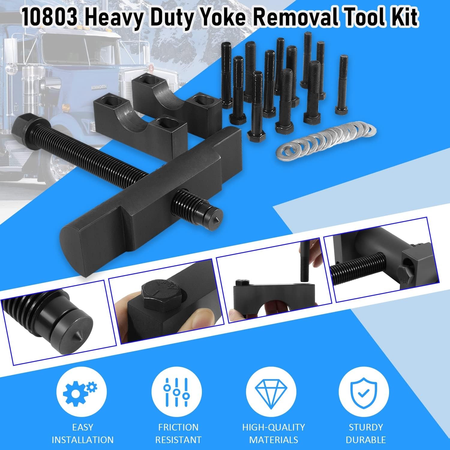 10803 Yoke Puller Tool Kit for Commercial/Semi Trucks, Works on Class 6-8 Trucks
