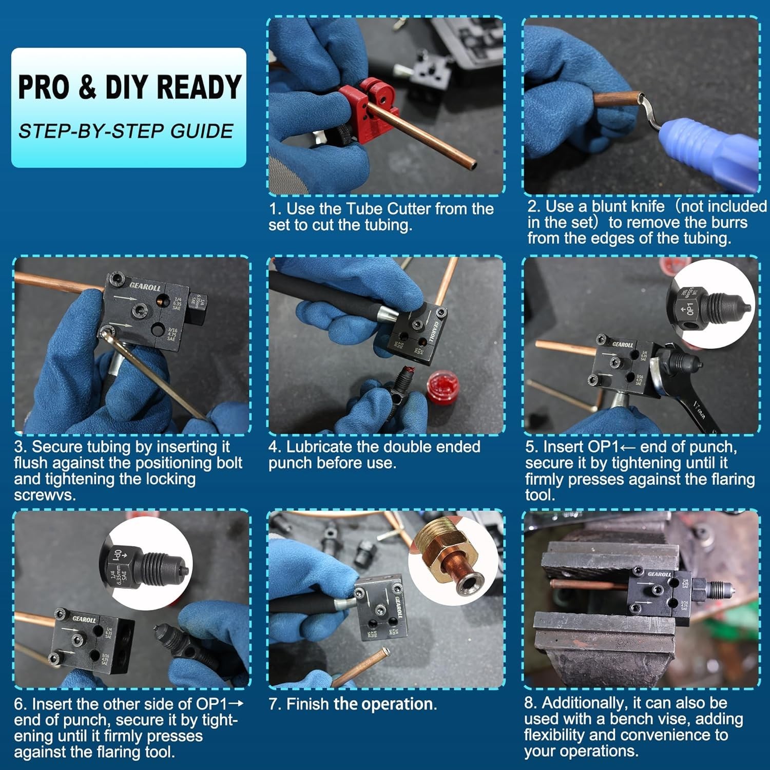 Brake Line Flaring Tool Kit, 3/16″ 1/4″ SAE Double Flare Tool for Brake Lines,