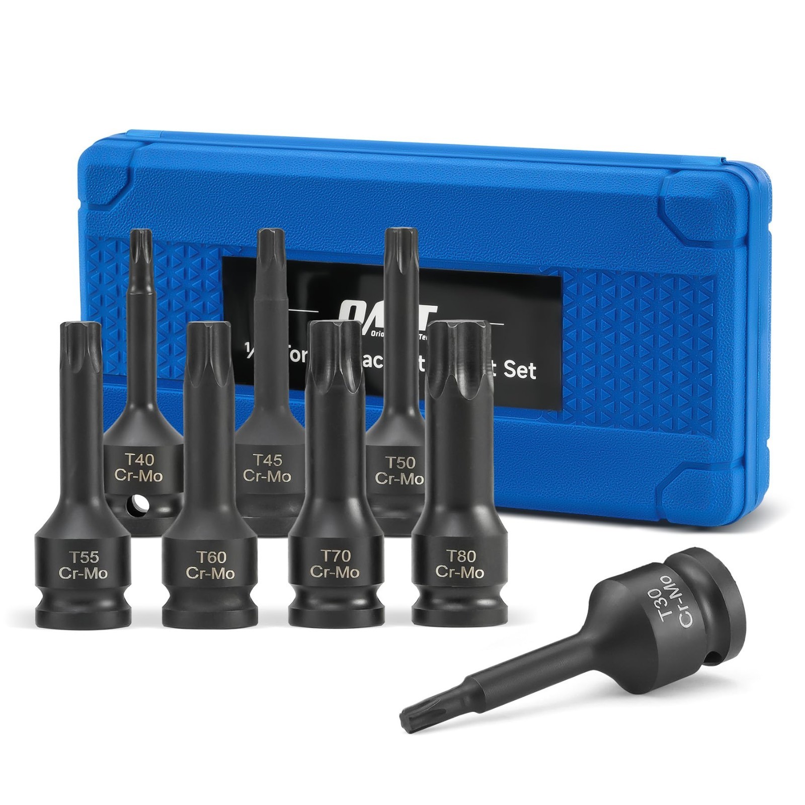 8pc 1/2″ Drive Torx Bit Socket Set T30-T80, Cr-Mo Steel Impact Sockets & Case
