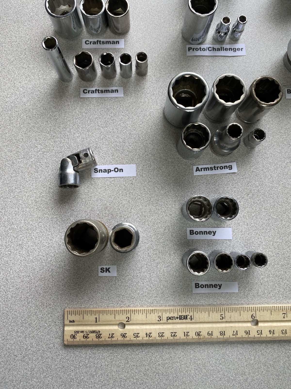 36 Pieces VTG Sockets Snap-on SK Proto Armstrong Williams Craftsman Extensions