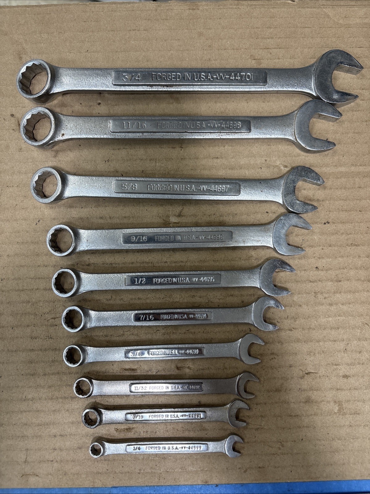 Vintage Craftsman Lot Of 10 Combination Wrench SAE 1/4” -3/4” 12 Pt USA -vv-