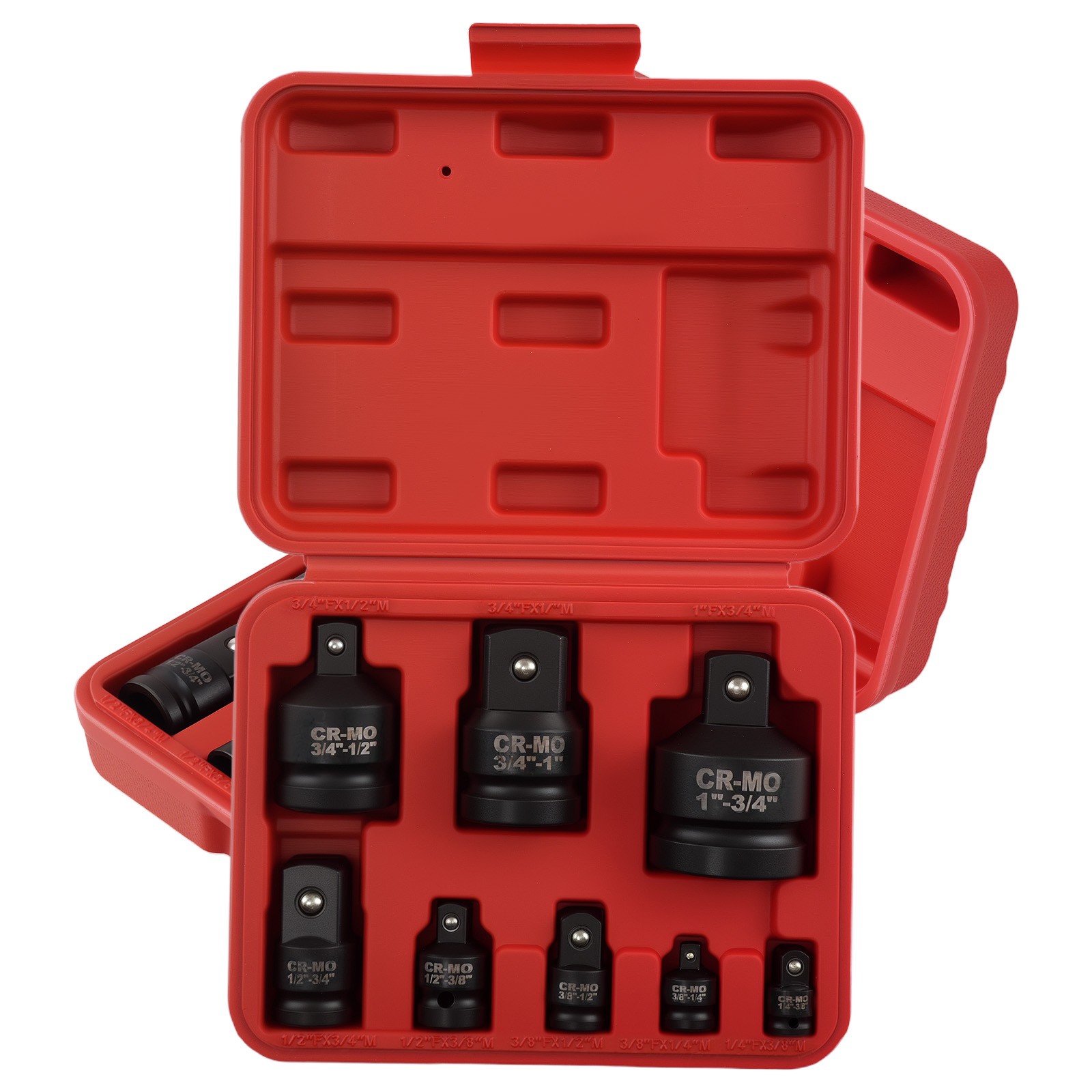8pcs Impact Adapter Set 1/4 3/8 1/2 3/4 1in Socket Reducer Drive CR-MO Steel