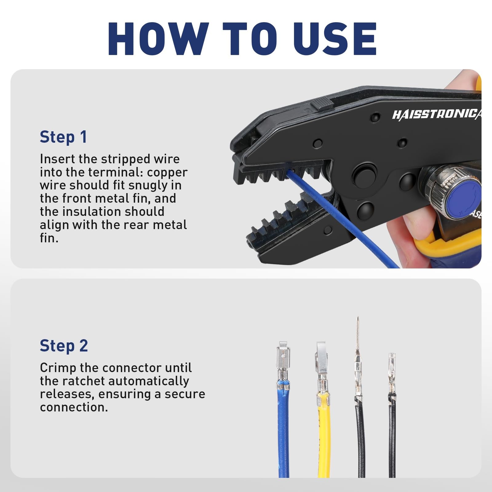 haisstronica Quick Change Jaws Crimping Tool for Dupont ‎black, Blue, Yellow