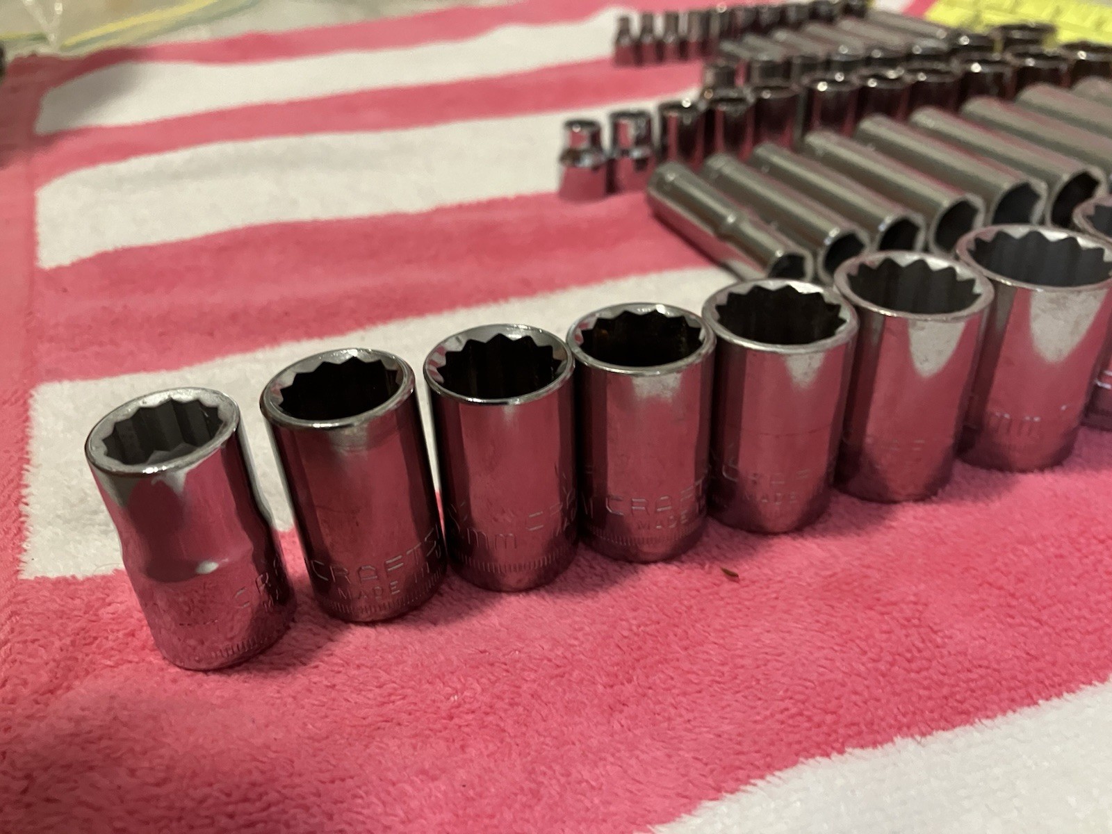 Craftsman USA 58pc Metric 3/8, 1/2, 1/4 Drive Socket Set Lot Vintage 6pt & 12pt