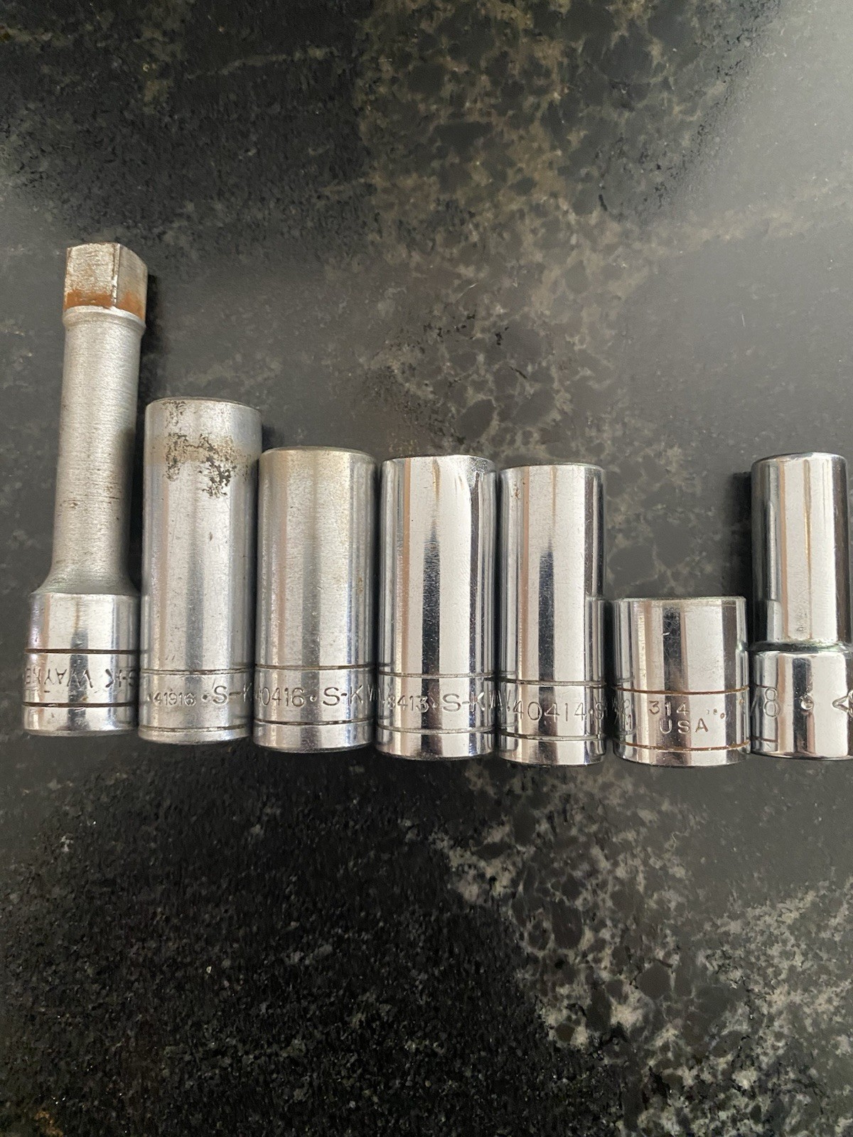 Vintage S-K Sockets Various Sizes Tools for Socket Wrench Chrome SK