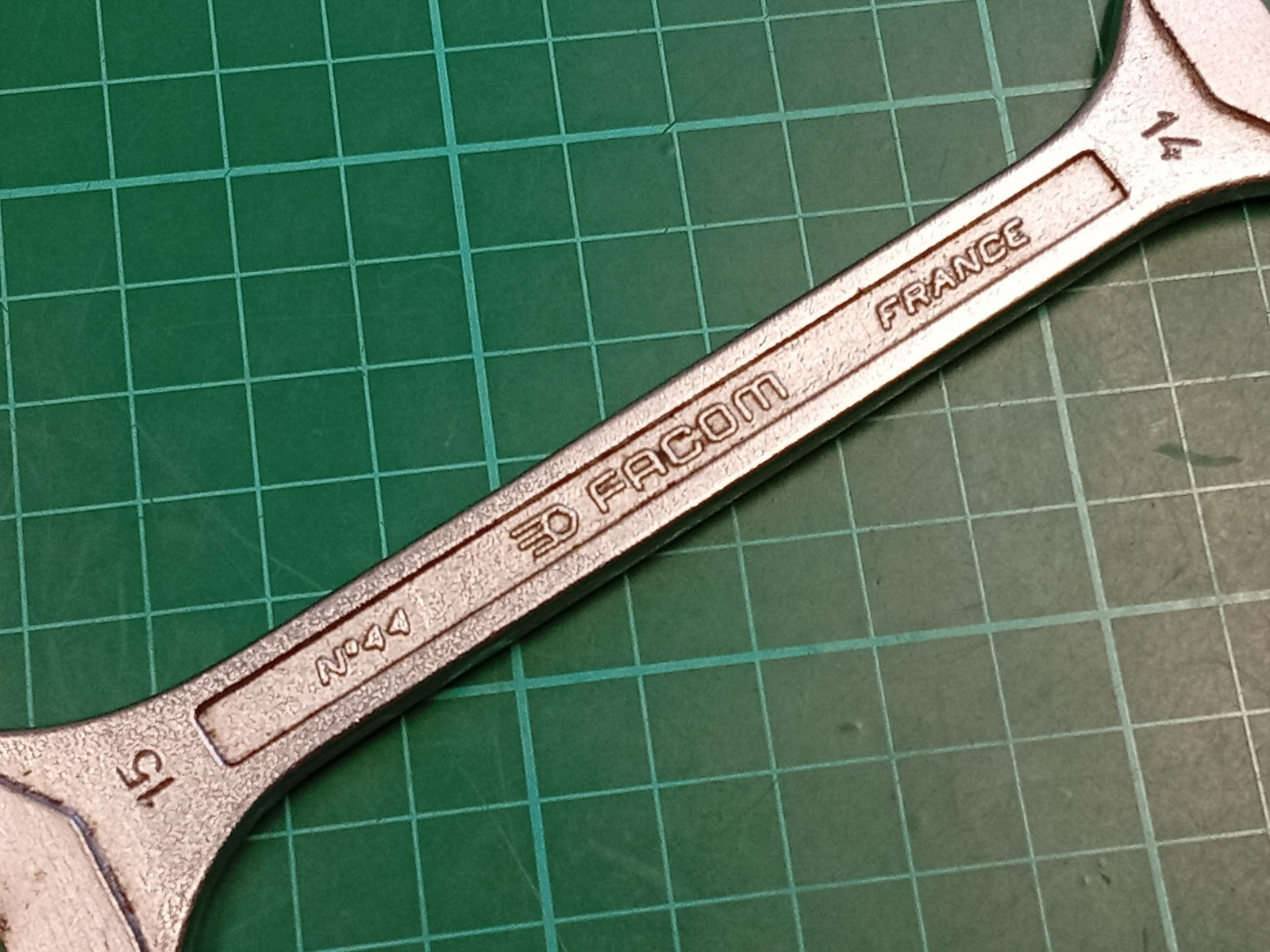 Facom No44, 14mm x 15mm, Vanachrome, Open Ended Spanner, Made In France