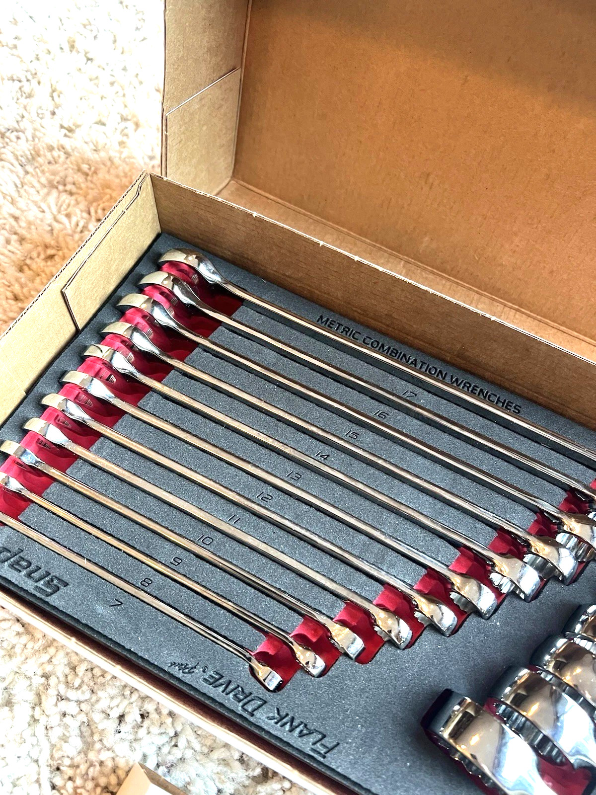 New Snap-on™ SOEXMET01FBR 19pc Metric Flank Dr+ Wrench Foam Set 7 – 25 mm SEALed