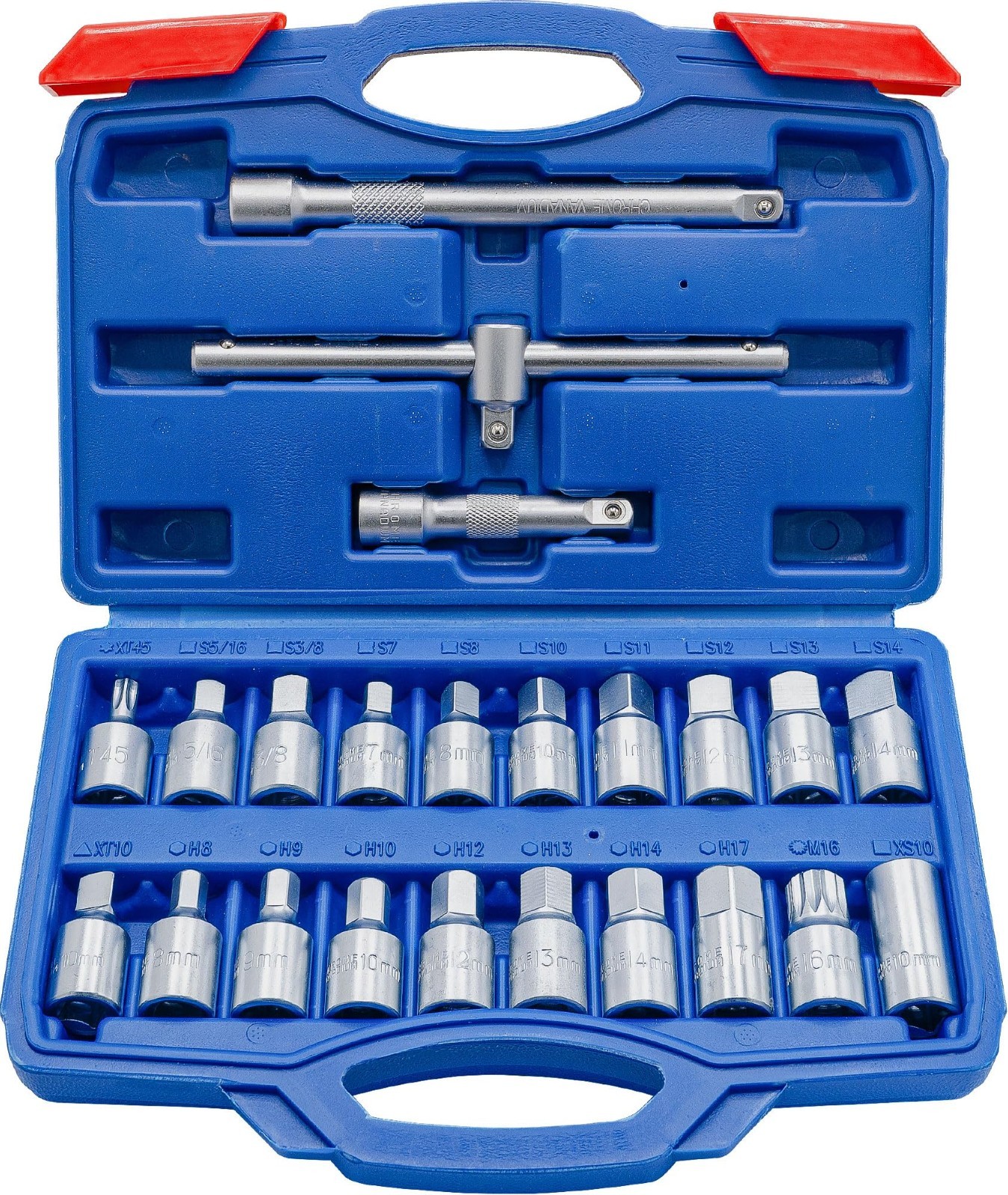 DAKCOS 23 Pcs Oil Drain Plug Key Set, 3/8” Drive Oil Service Socket Set, CR-V