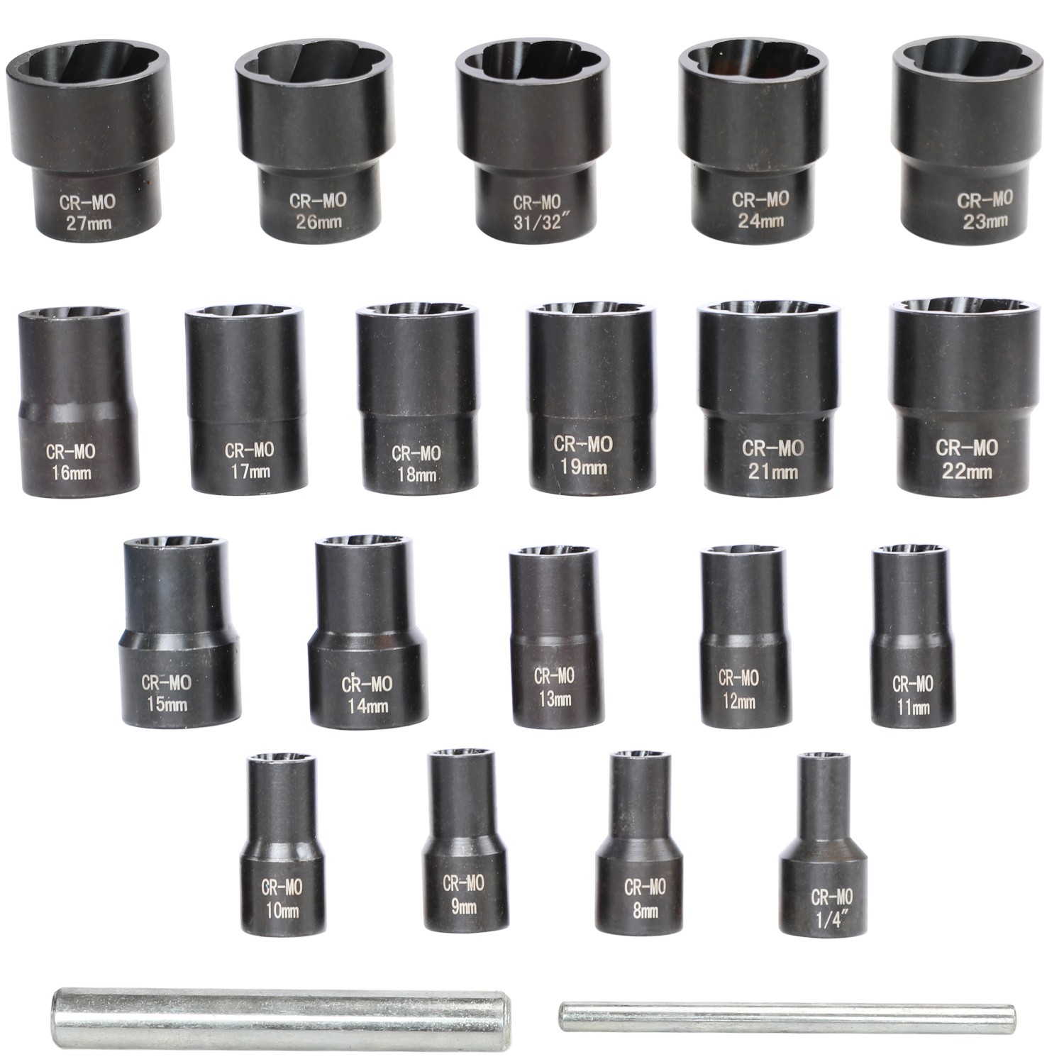 22 Piece Bolt Nut Extractor Set, 1/2″ and 3/8″ Drive Impact Lug Nut Remover