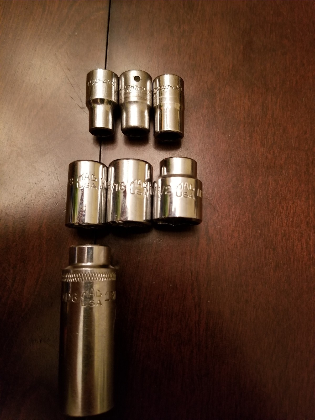 Mac Snap On 1/4 Drive Short Deep 12&6 PT Misc Sockets Lot Of 7