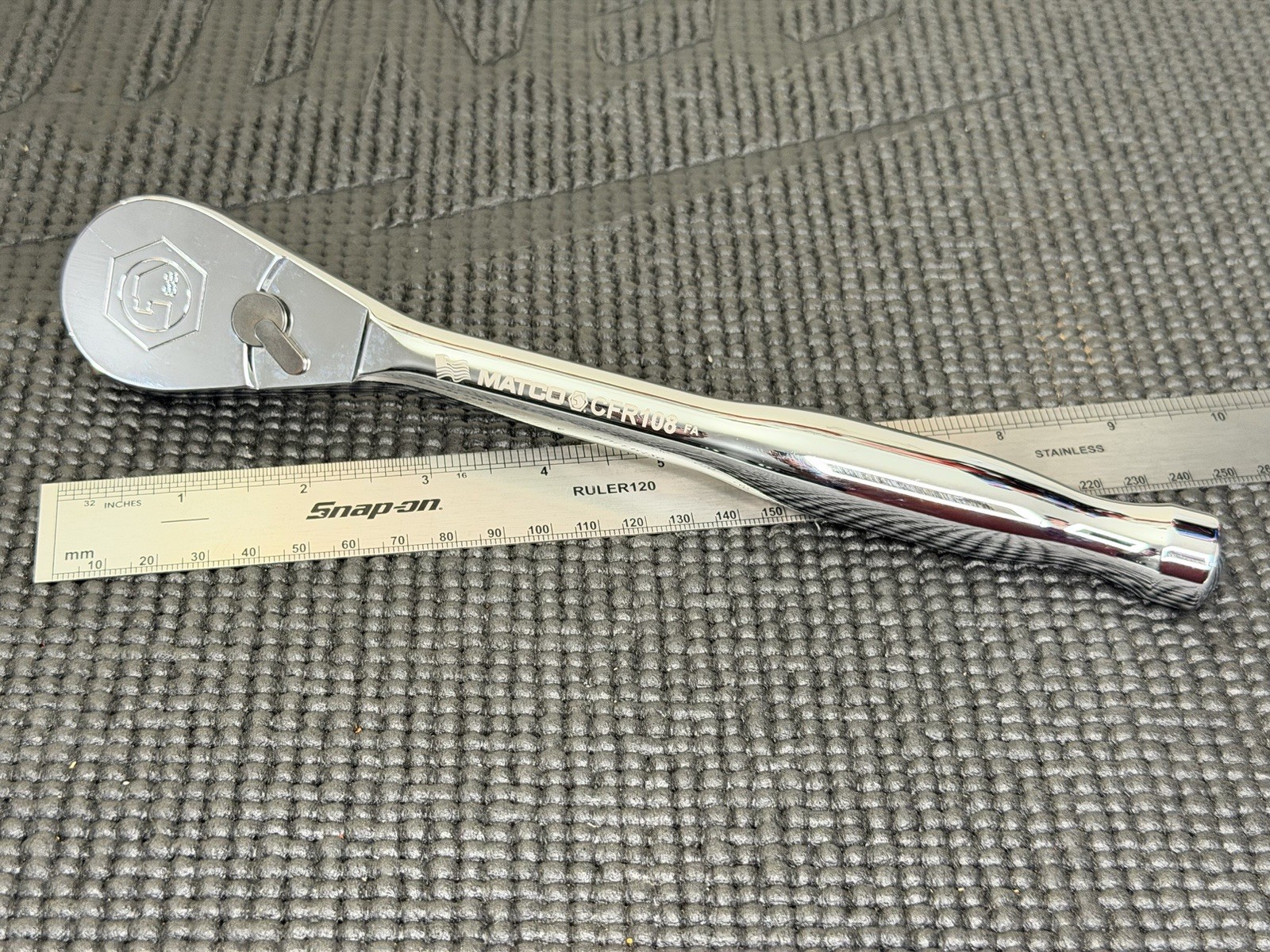 MINT Matco 1/2” Drive Ratchet 88 Tooth 10” Long Chrome Handle USA🇺🇸 – CFR108