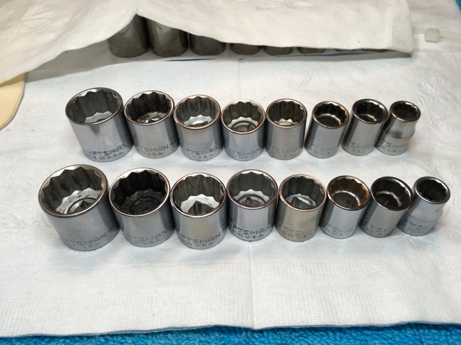 CRAFTSMAN 3/8 Drive SAE 12pt Socket 3/8-13/16 Shallow 8pc USA 🇺🇸 “G” L650-G