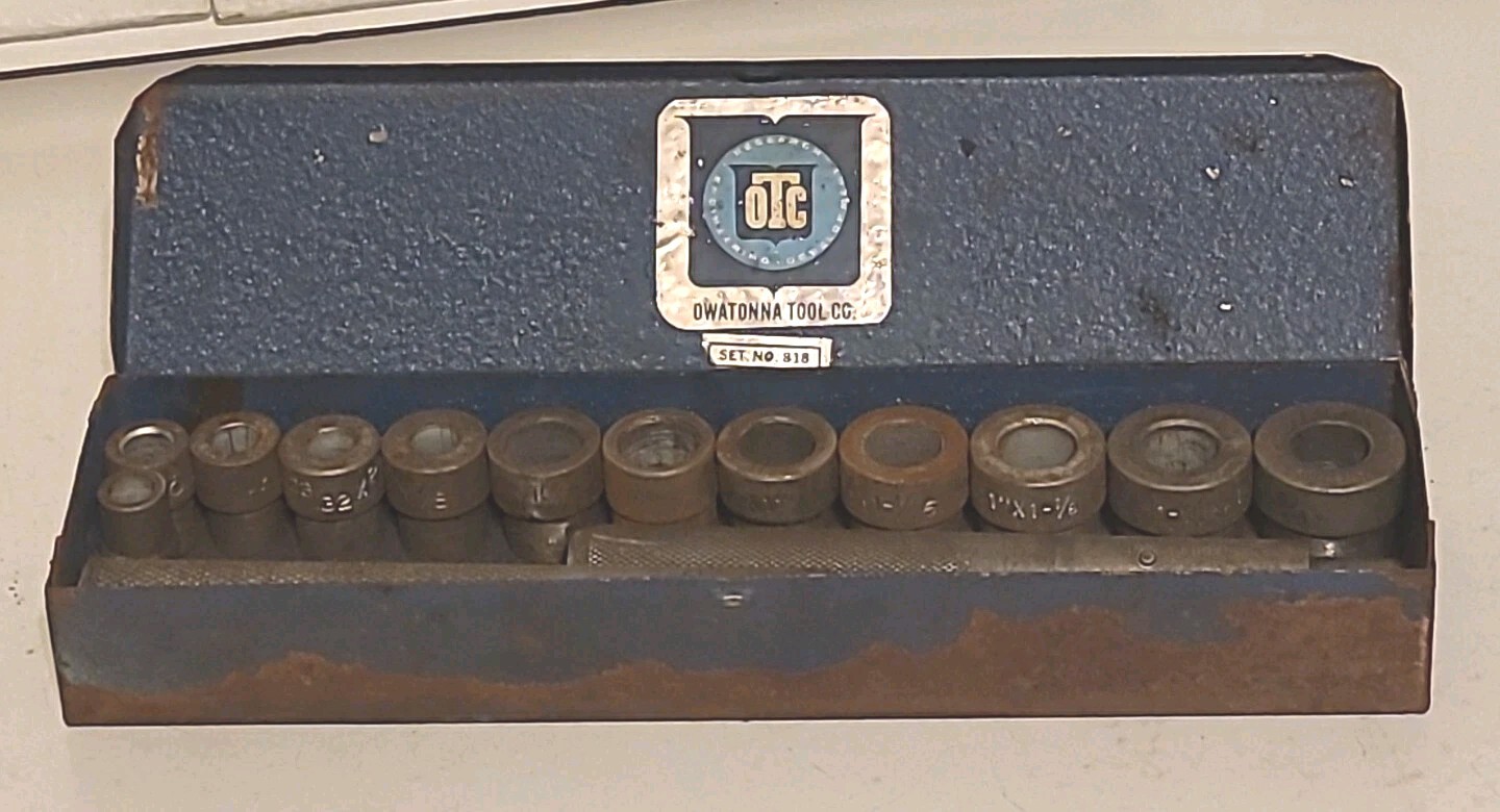 Vintage OTC 818 Bushing Driver Set Metal Tool Box Owatonna Tool Co USA MADE