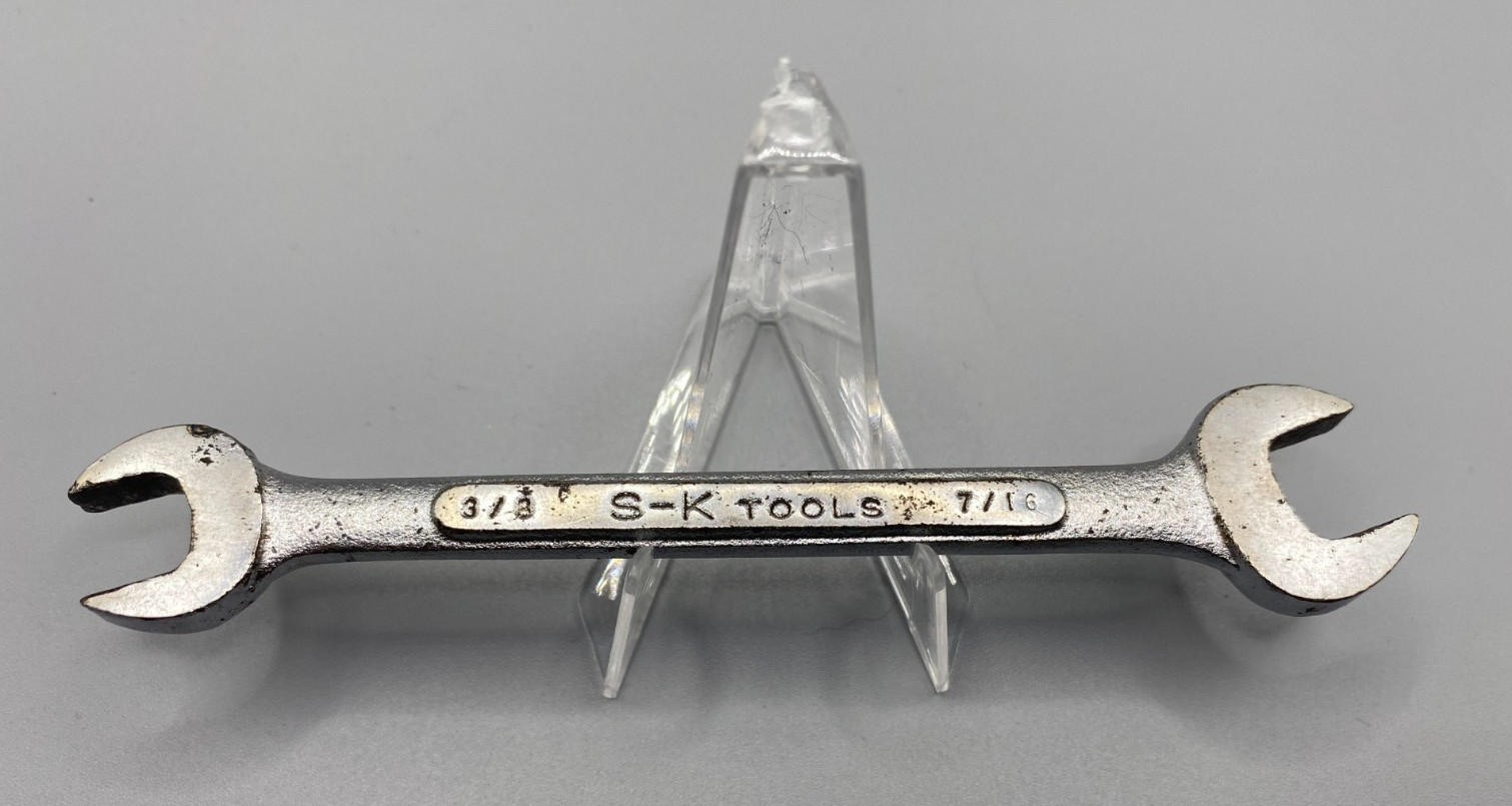S-K 3/8in x 7/16in Double Open End Wrench 0-1214 USA SK Tools Marks