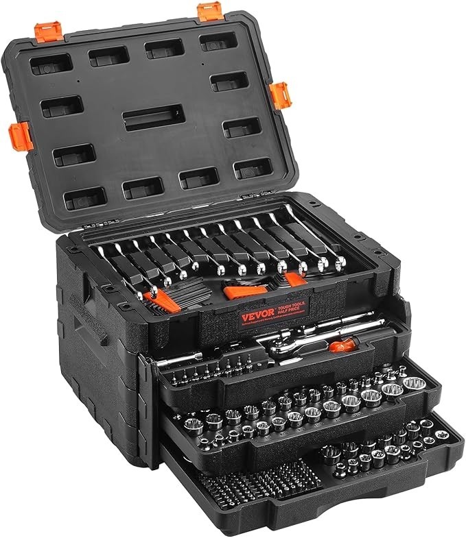 Mechanics Socket Set 450 Pcs 1/4 3/8 1/2 Drive Deep Standard SAE Metric Tool