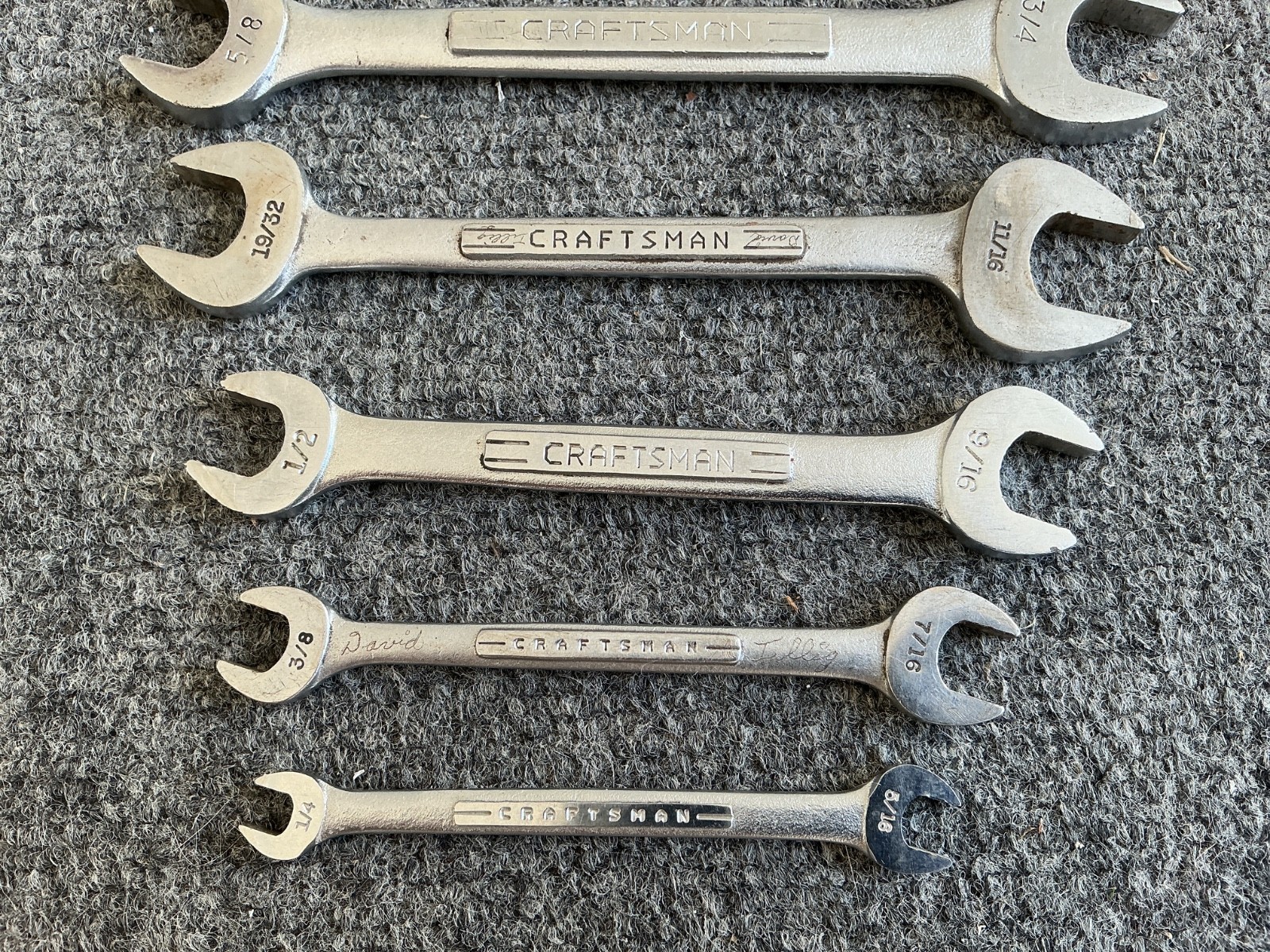 VTG Craftsman Various «V»s Double Open End Wrench Set 8 Pc SAE 1/4 To 1-1/8” USA