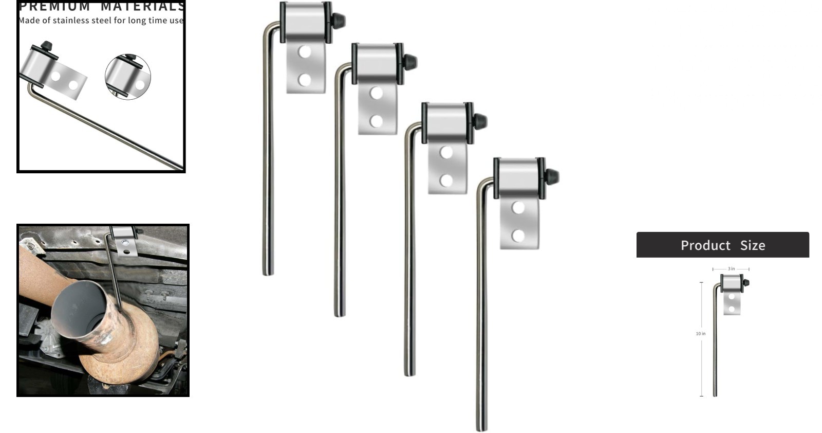 4 Pack Universal Stainless Steel Exhaust Hanger Rod Weld On Heavy Duty Exhaust