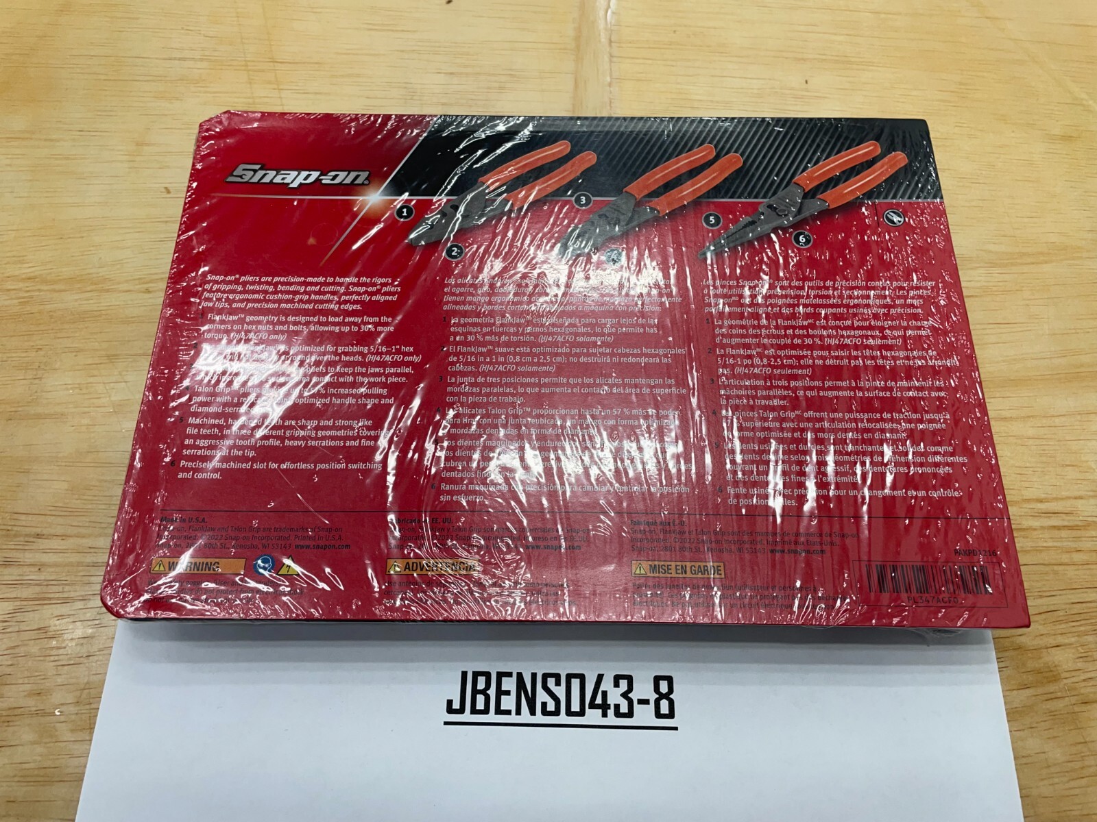 Snap-on Tools USA NEW ORANGE 3pc Soft Grip Slip Joint Pliers Lot Set PL347ACFO