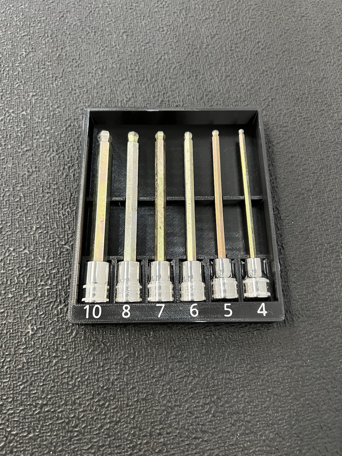 Tray compatible with Snap On Tool 3/8″ Drive Metric Long Ball Hex Bit Socket Set