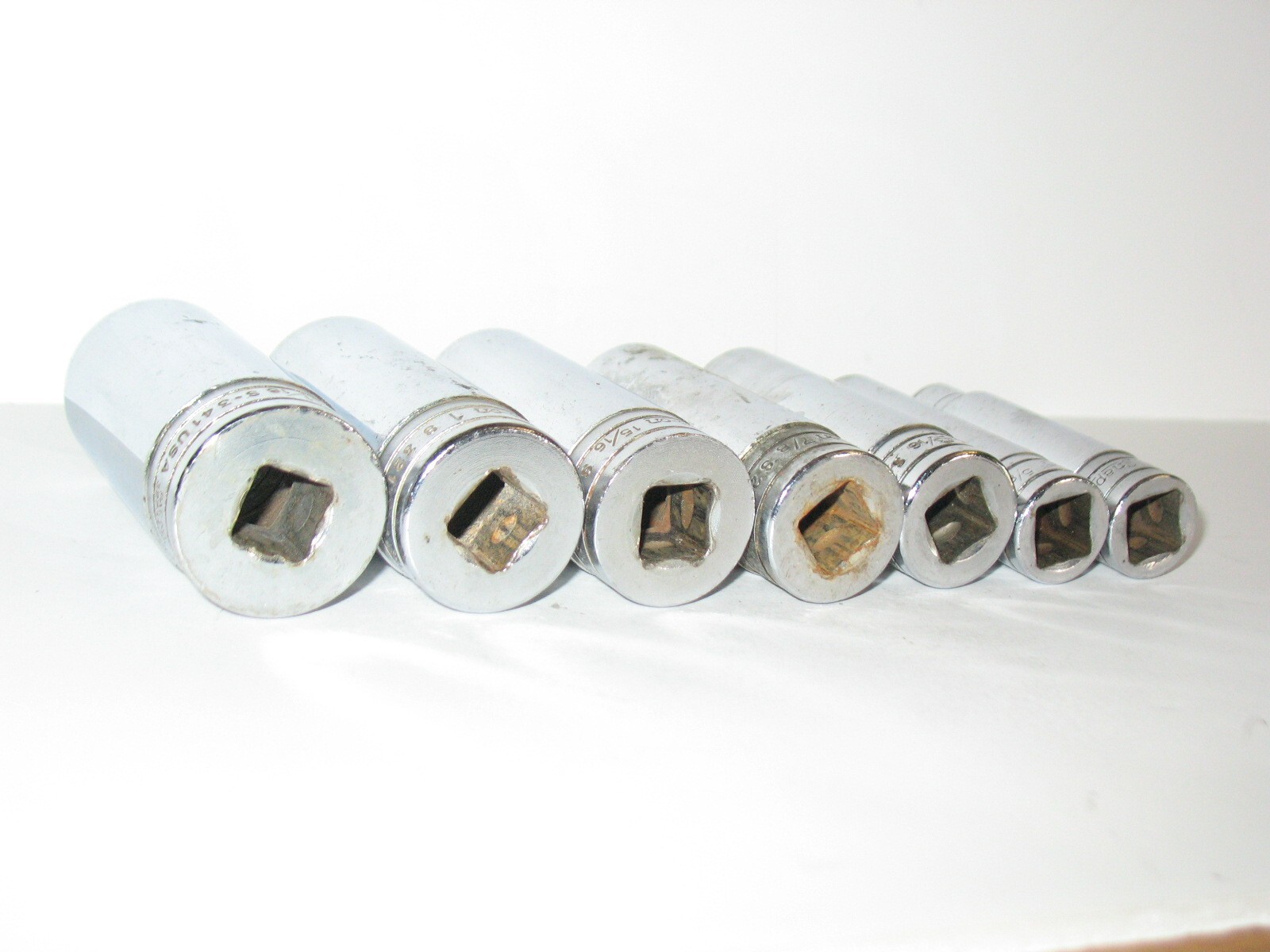Snap-On SAE 1/2″ Drive 12 Pt 1-1/16″ 1″ 15/16 7/8 13/16 5/8 1/2 Deep Sockets