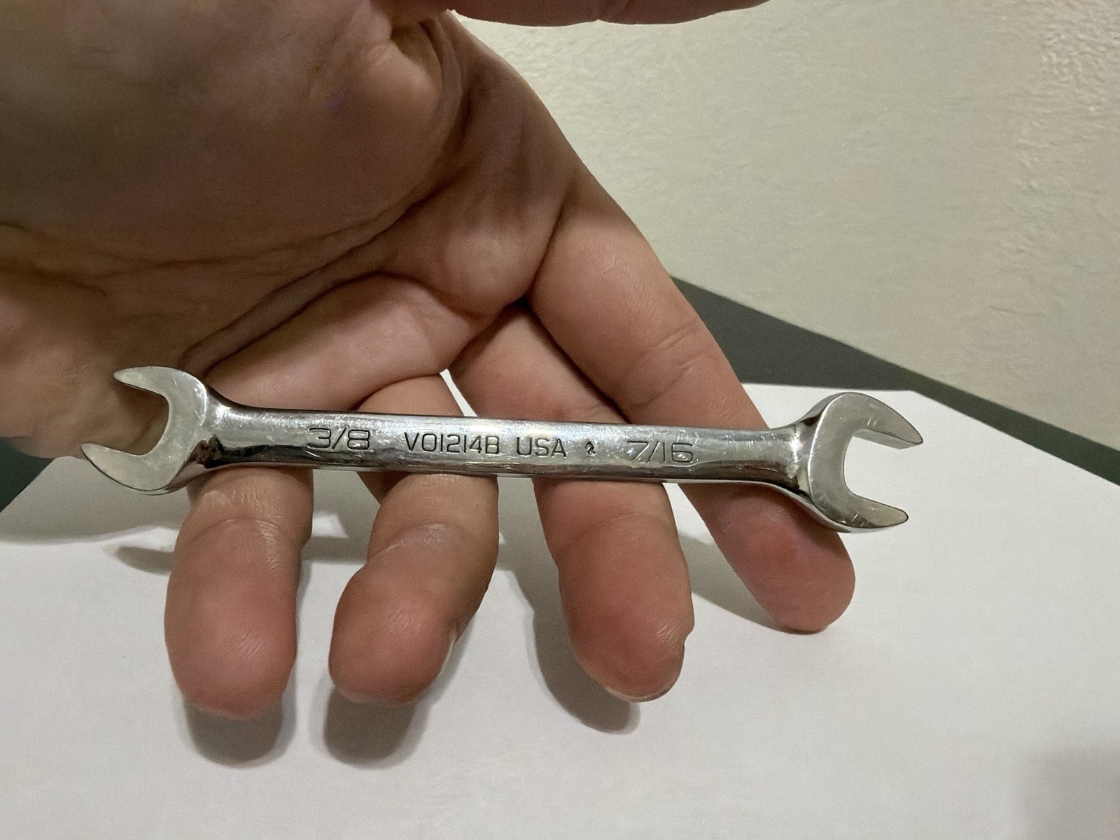 Snap-on Tools 3/8″ – 7/16″ Open Ended Wrench VO1214B USA