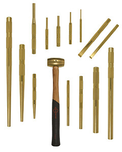 Mayhew Steel Products 67015 15 Piece Brass Punch & Scraper Set