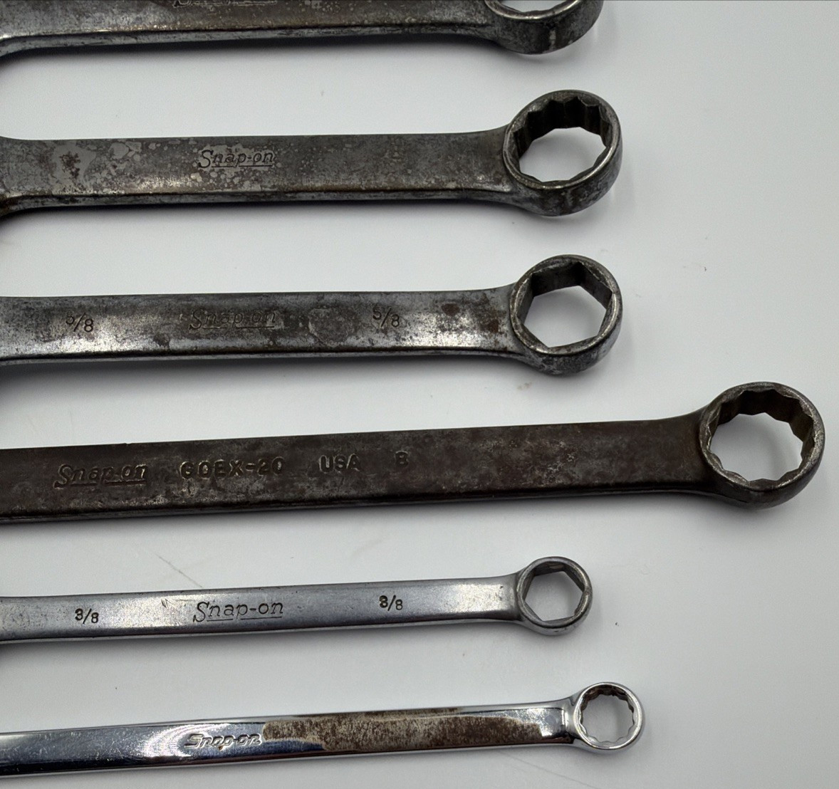 Vintage Snap-on Tool 6pc OEX Combination Wrench Lot 11/16″ 3/4″ 5/8” 3/8″ 5/16″