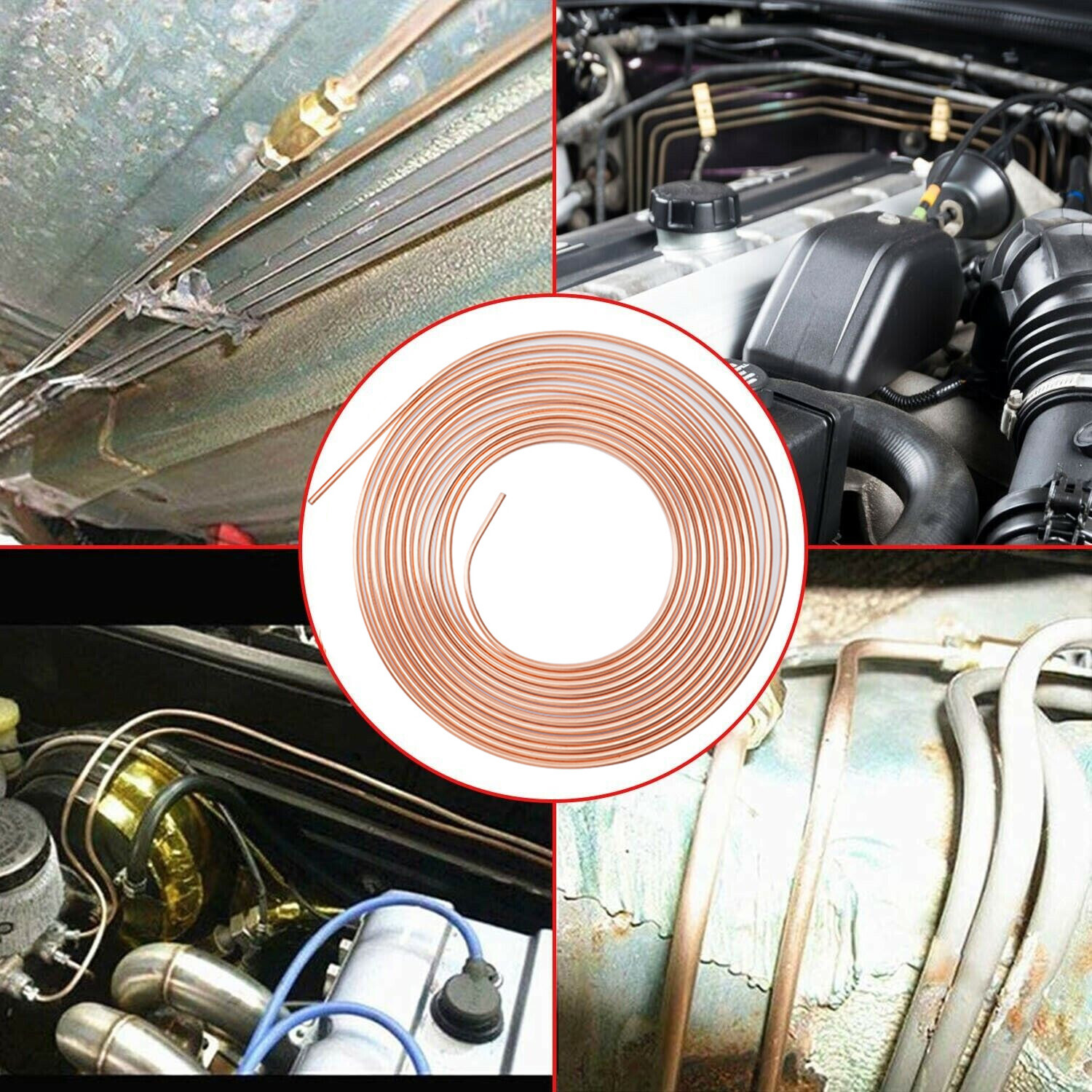 Brake Line Kit 3/16 1/4 25ft Copper Pipe Repair Flaring Tool + 40 Nuts Fittings