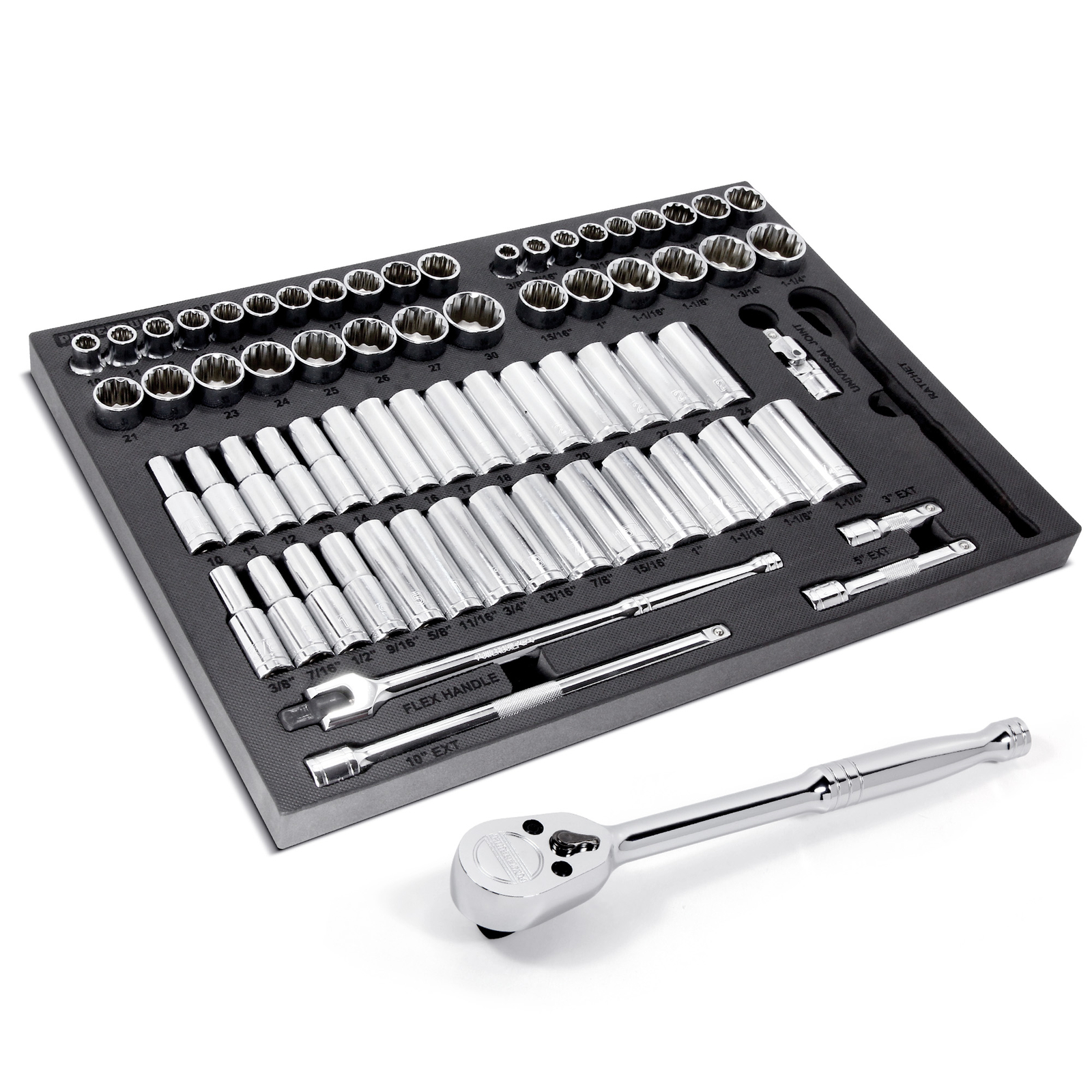 Powerbuilt 69 Piece Pro Tech 1/2 Inch Drive SAE and Metric Socket Set – 949006
