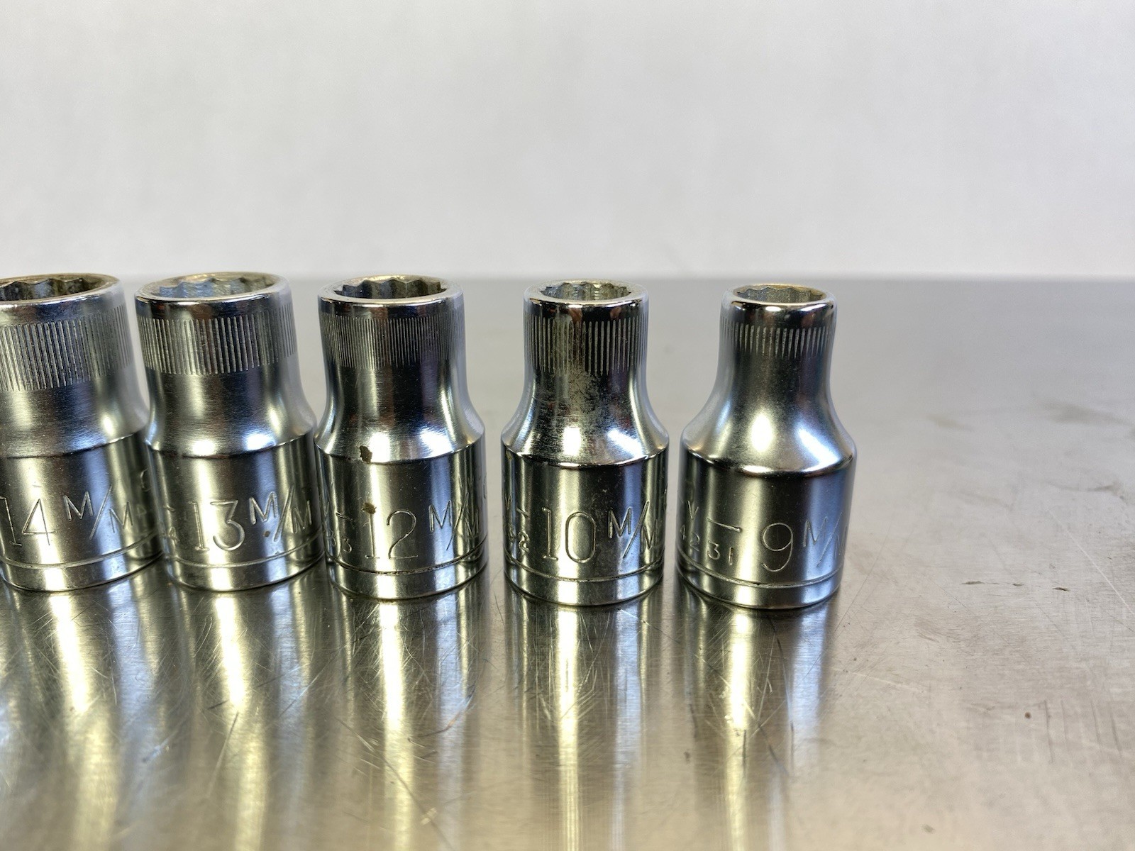 Vntg Craftsman 1/2″ =VV= 12 Pt Shallow Metric Sockets 9,10,12,13,14,15,17,19mm