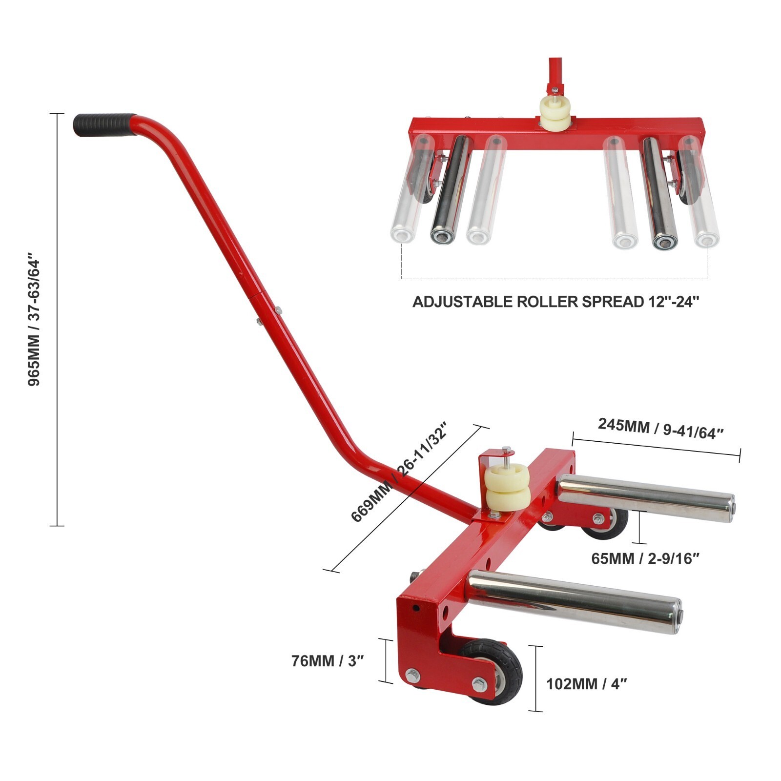 6.5 to 24.5 inches Garage Tires Lifter Adjustable Tire Wheel Dolly for Workshop