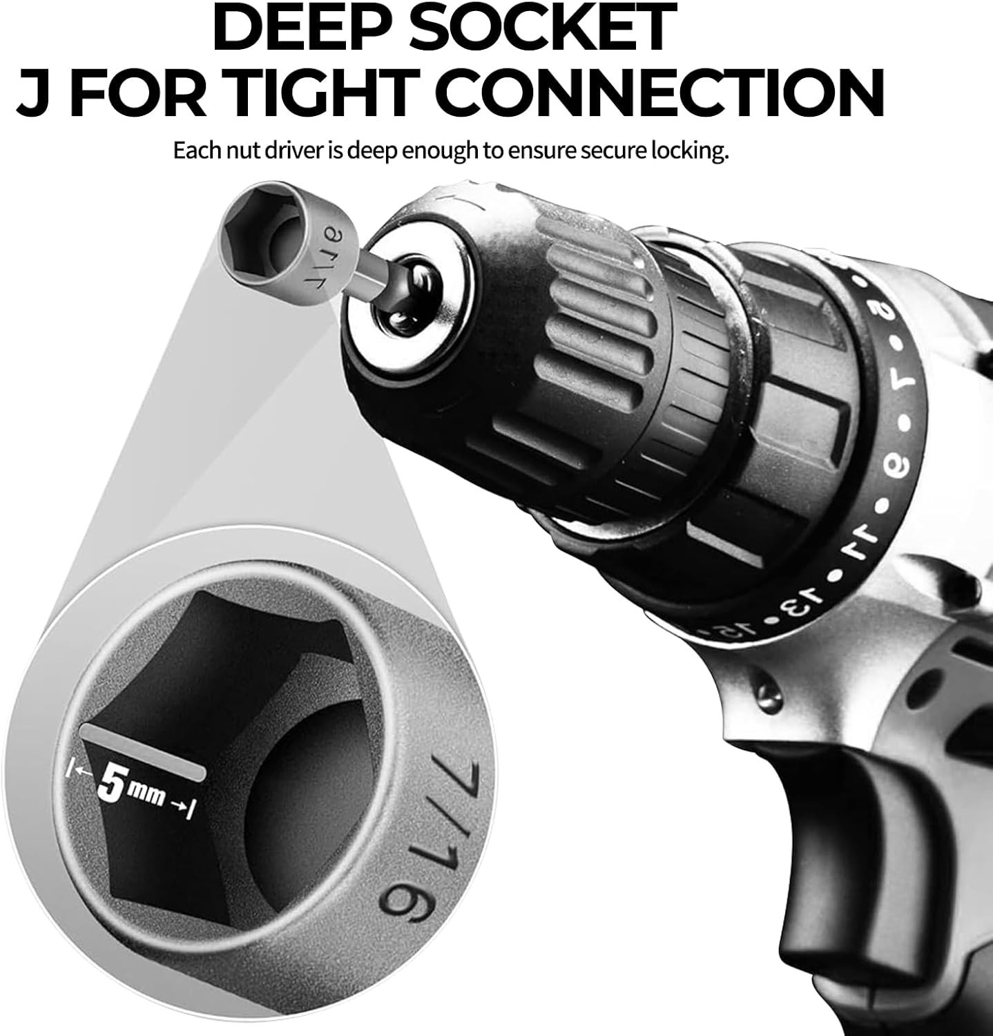 14-Piece Power Nut Driver Set, 1/4 Inch Hex Shank Metric & SAE Socket Wrench …