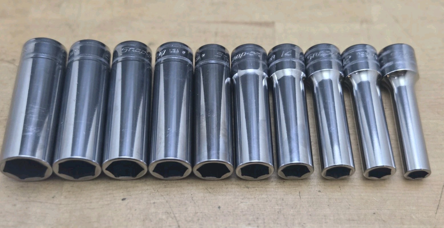 New Snap On 310TSM – 1/2″ Drive 10Pc Metric Deep 6 Pt Chrome Socket Set