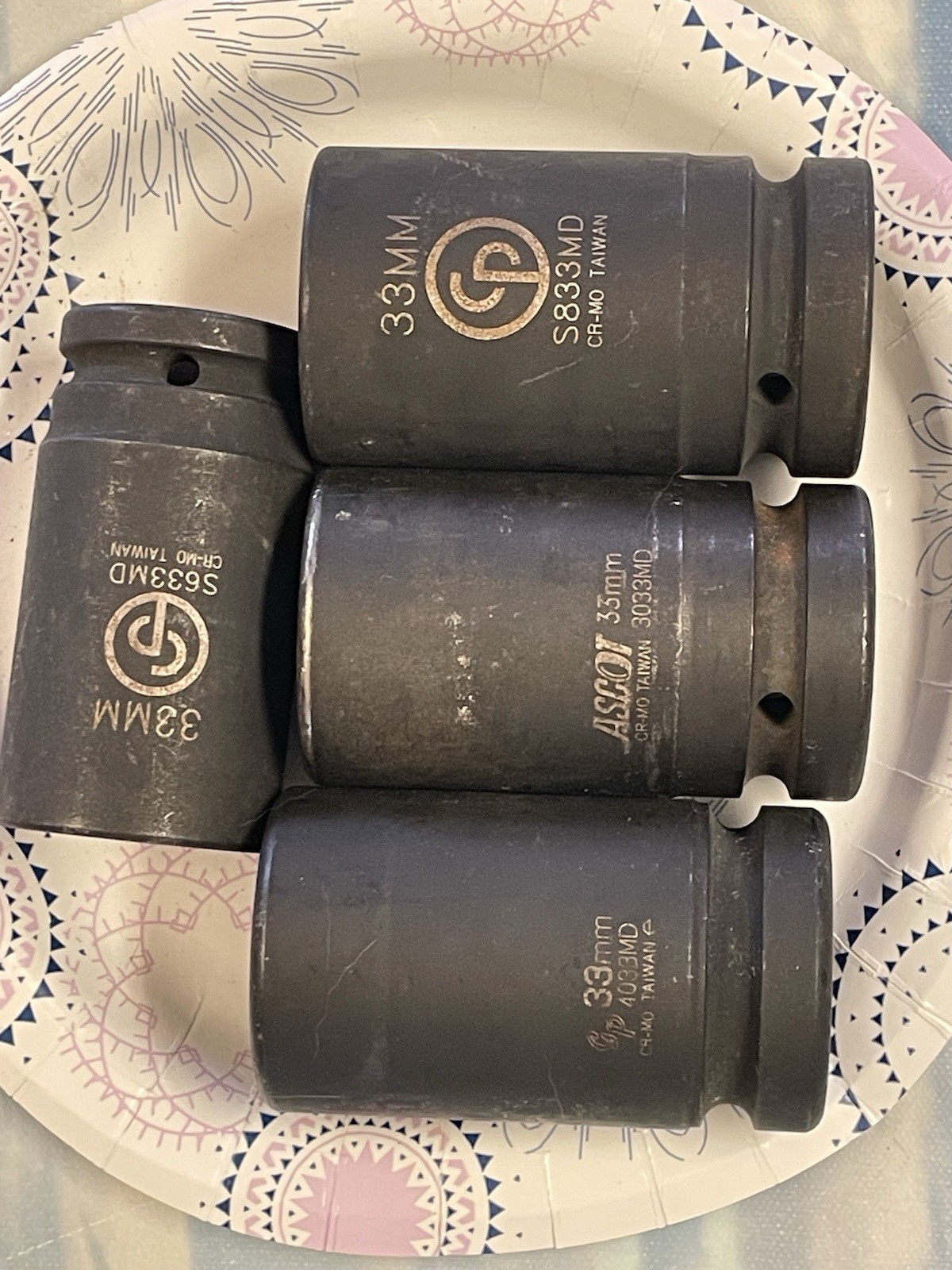 Gp 33mm Socket 1″ Drive 6 Point lot of 4 sockets