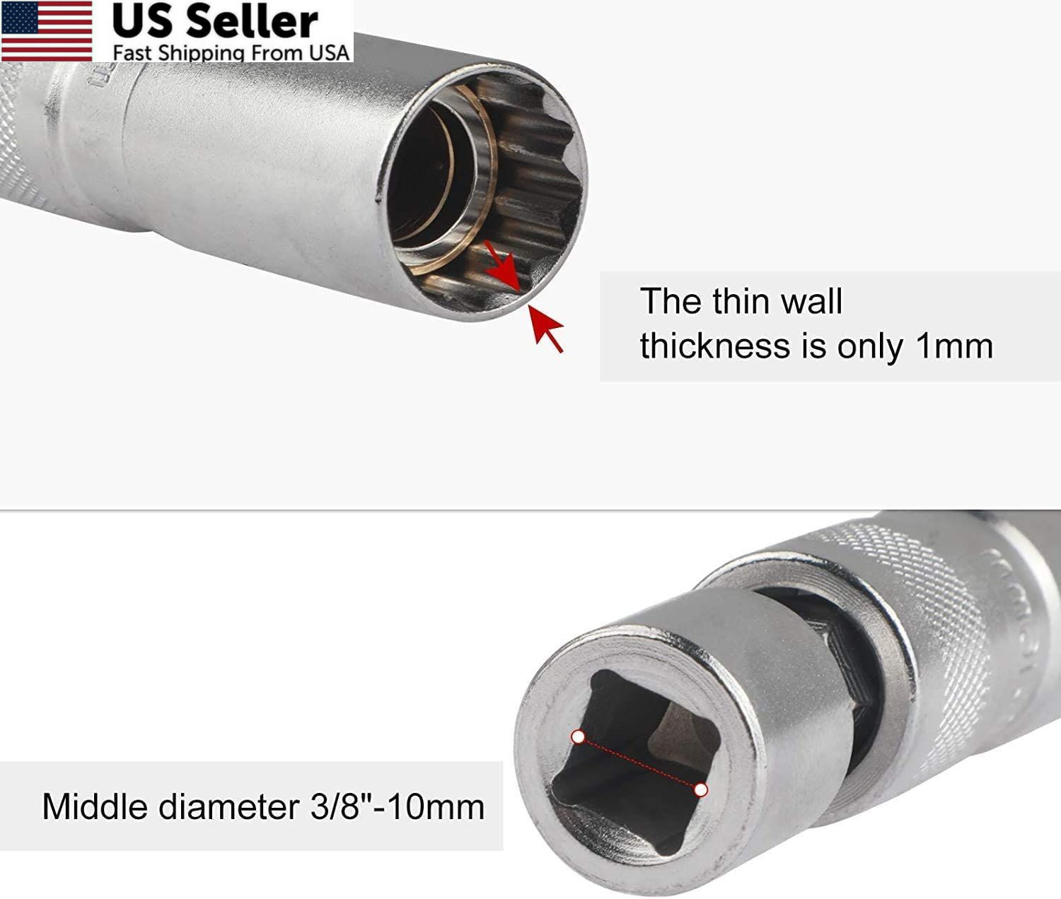 PLAYOCCAR 16mm Magnetic Swivel Spark Plug Socket Compatible with BMW, 3/8 S16