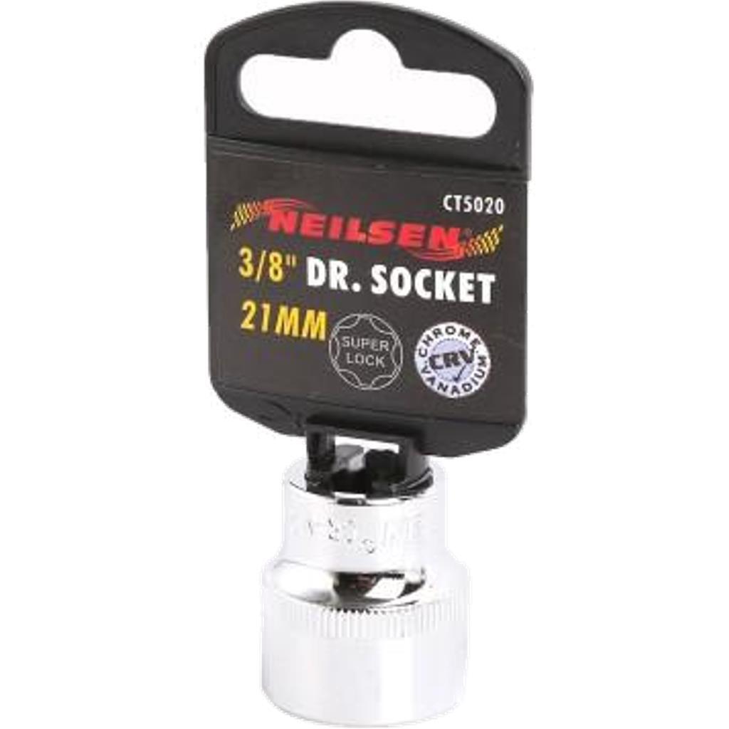 Neilsen 3/8″ Drive Standard Shallow Square Metric Single Socket 21mm