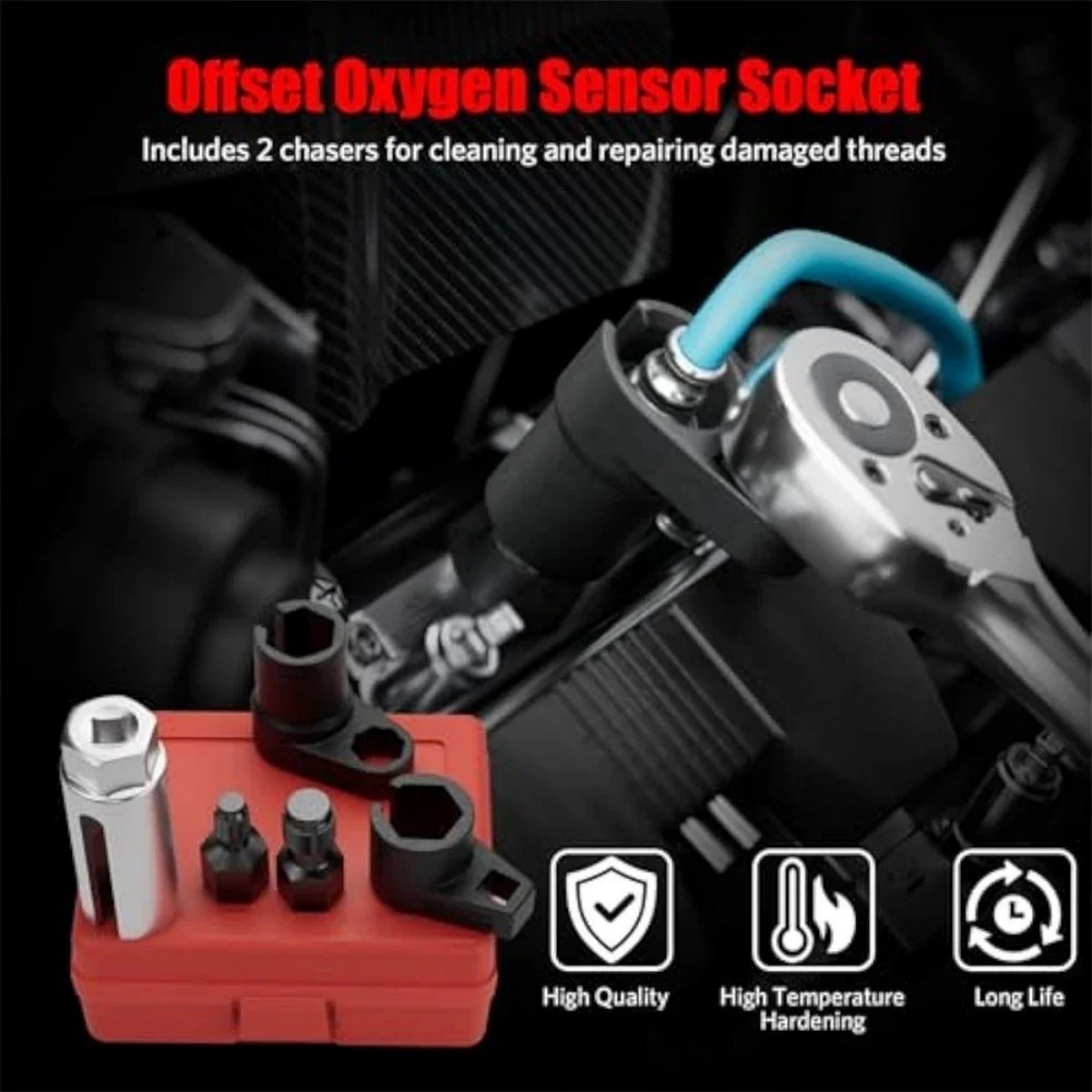 5Pcs O2 Oxygen Sensor Socket Wrench 3/8″ 1/2″ 22mm Auto Repair Installer Tool