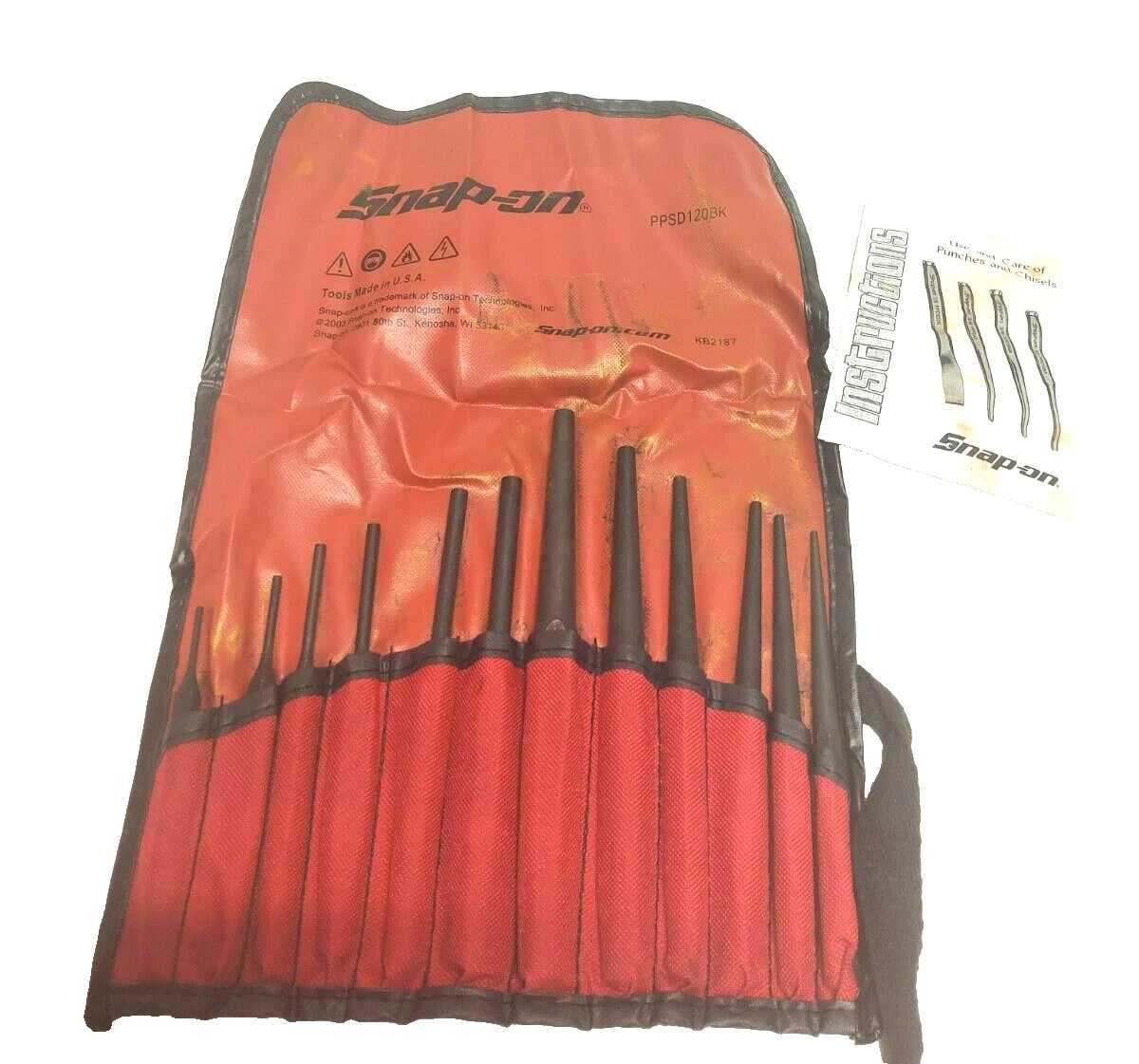 Snap-on 12-piece Pin and Starter Punch Set PPSD120BK NEW Sealed