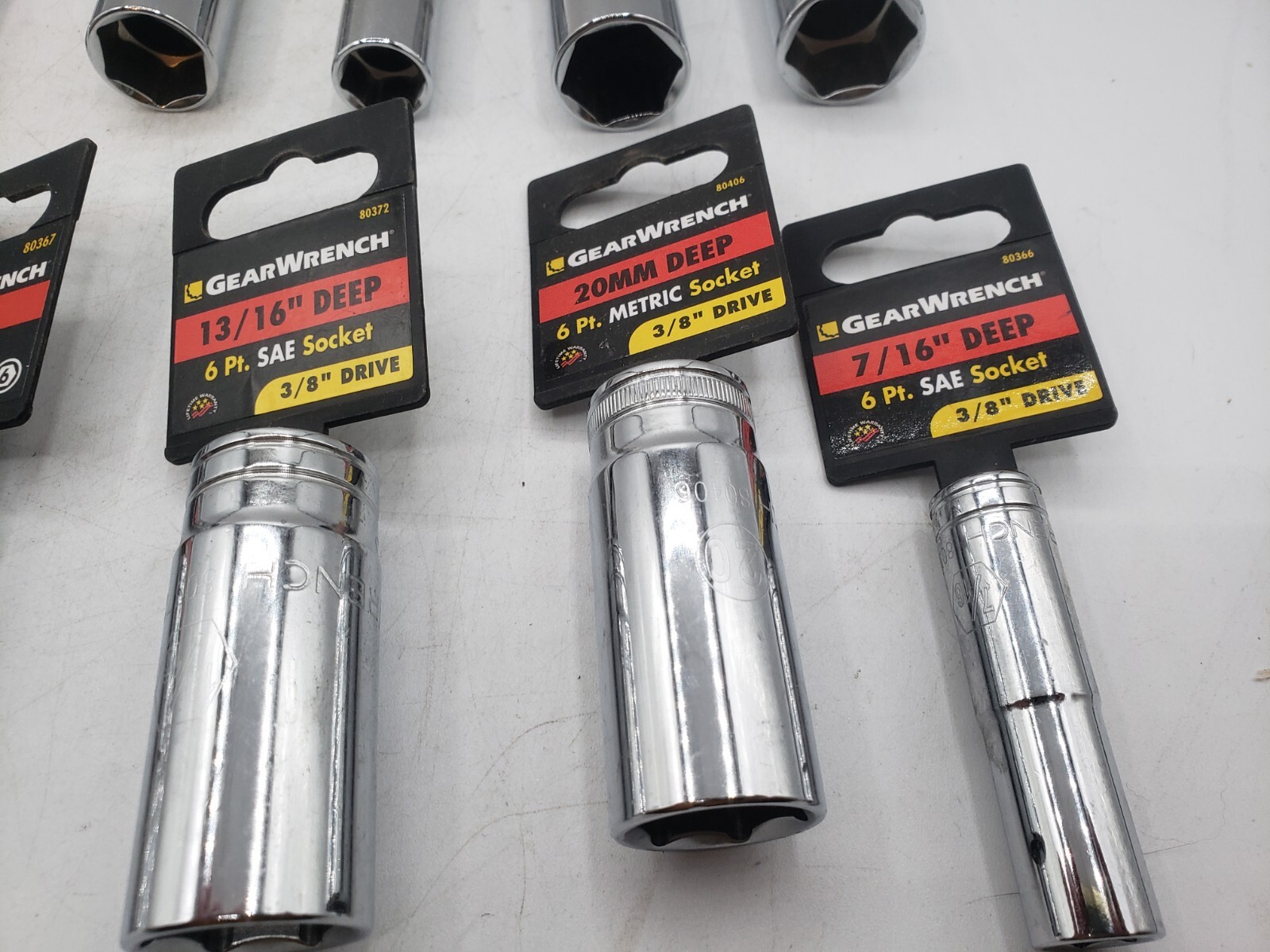 GearWrench 3/8″ Drive 6 Point Sockets Lot Of 15. Various Sizes Mixed SAE/Metric.