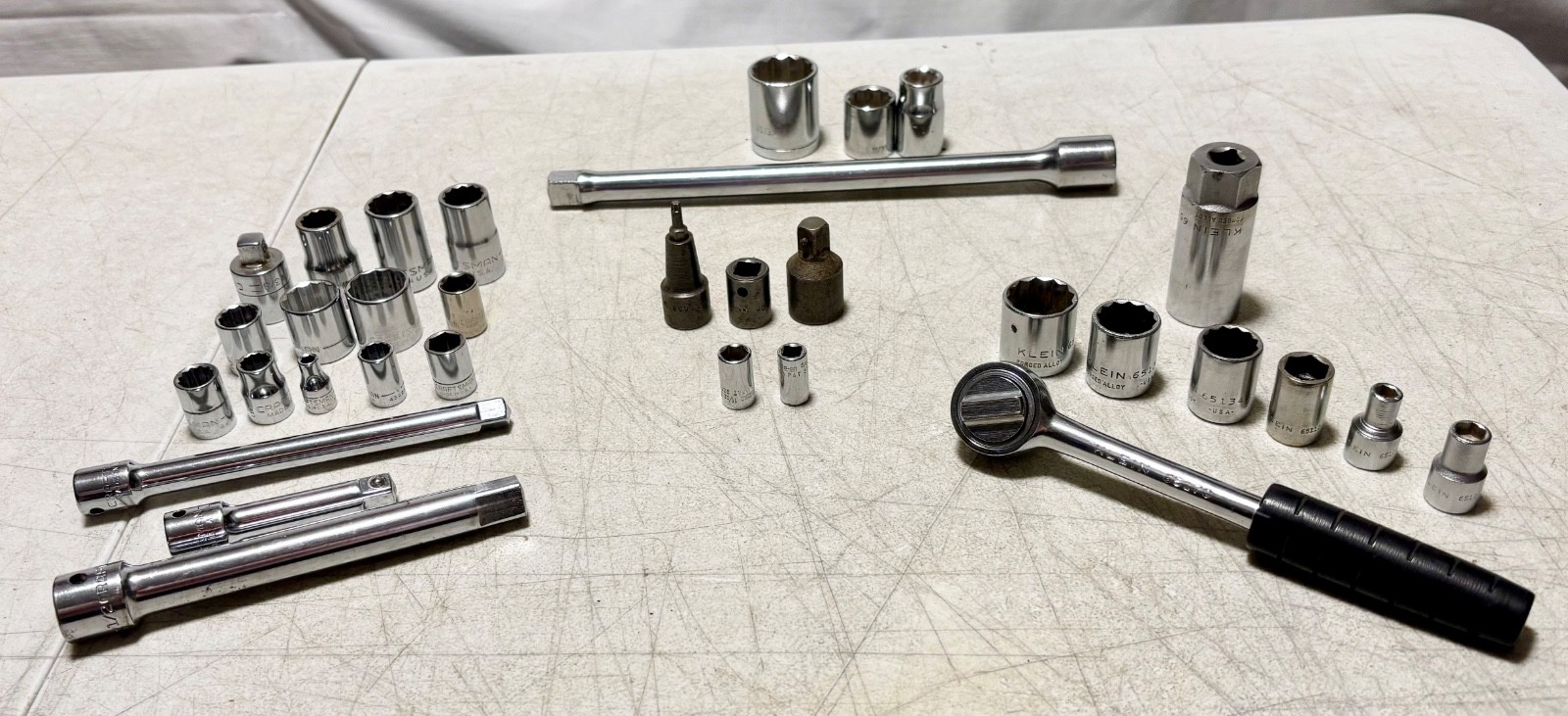 Mixed Lot Sockets Ratchet Extensions Craftsman Klein Snapon Apex & MISC 33 Piece