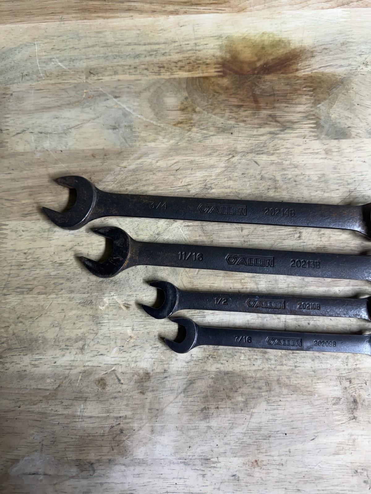 Allen Tools 4 Piece SAE Combination Wrench Set Made in USA