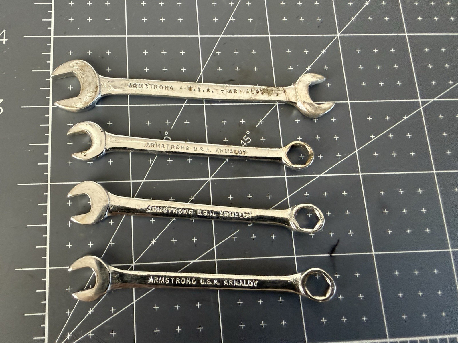 Armstrong wrenches , 2- 6, mm . 1/4″, 11/32-5/16′ lot Of 4 used